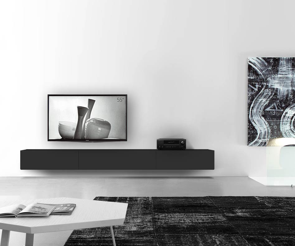 /Design Lowboard mur L300 H33 5 noir mat /Design Lowboard mur L300 H33 5 noir mat