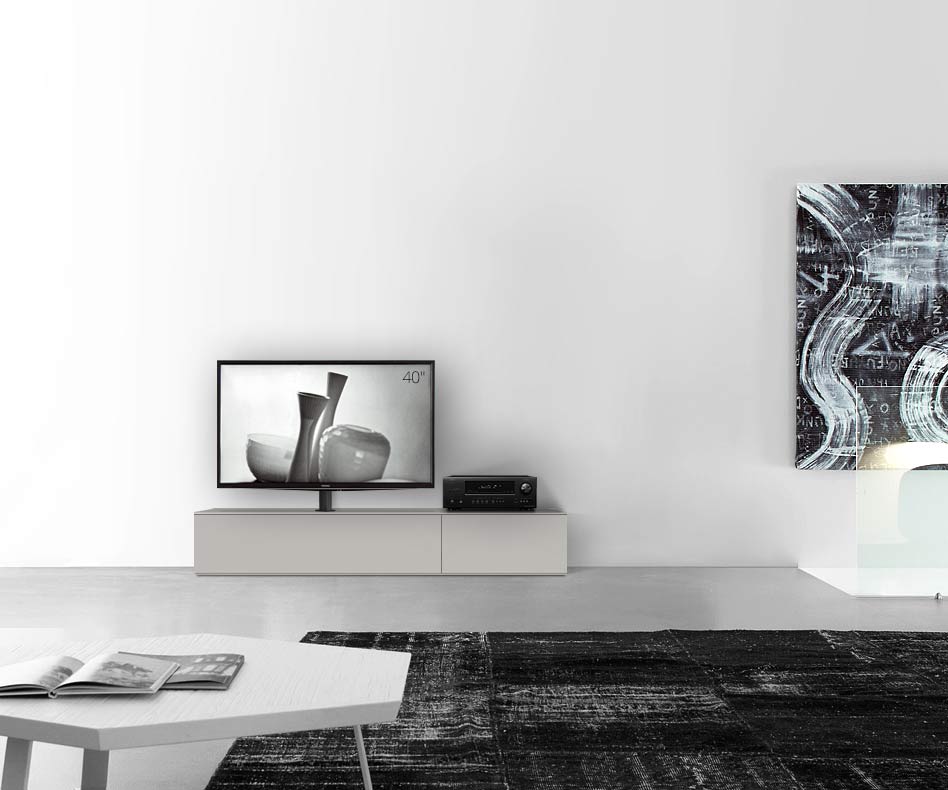 Design lowboard configurator met TV-houder basisbreedte 180 33,5 45 links mat lichtgrijs