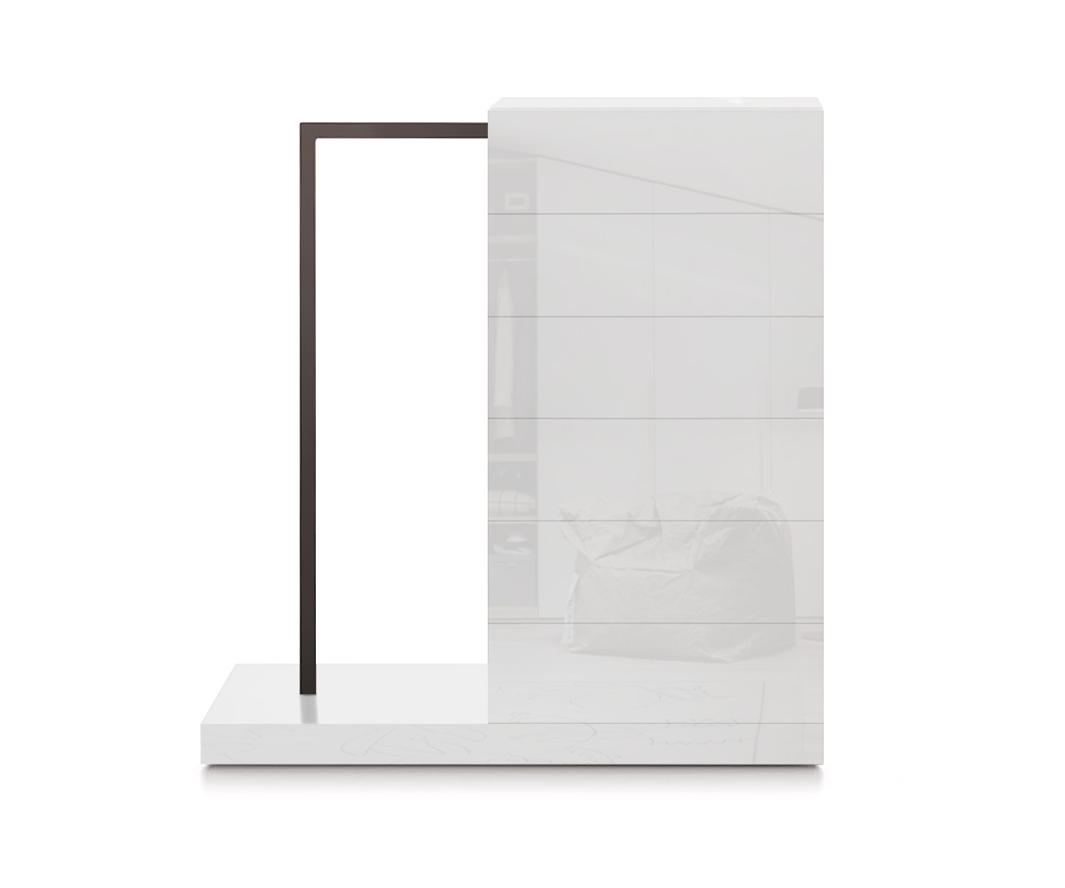 Novamobili Easy6 hoge ladekast + kledingkast links B54cm glanzend wit400