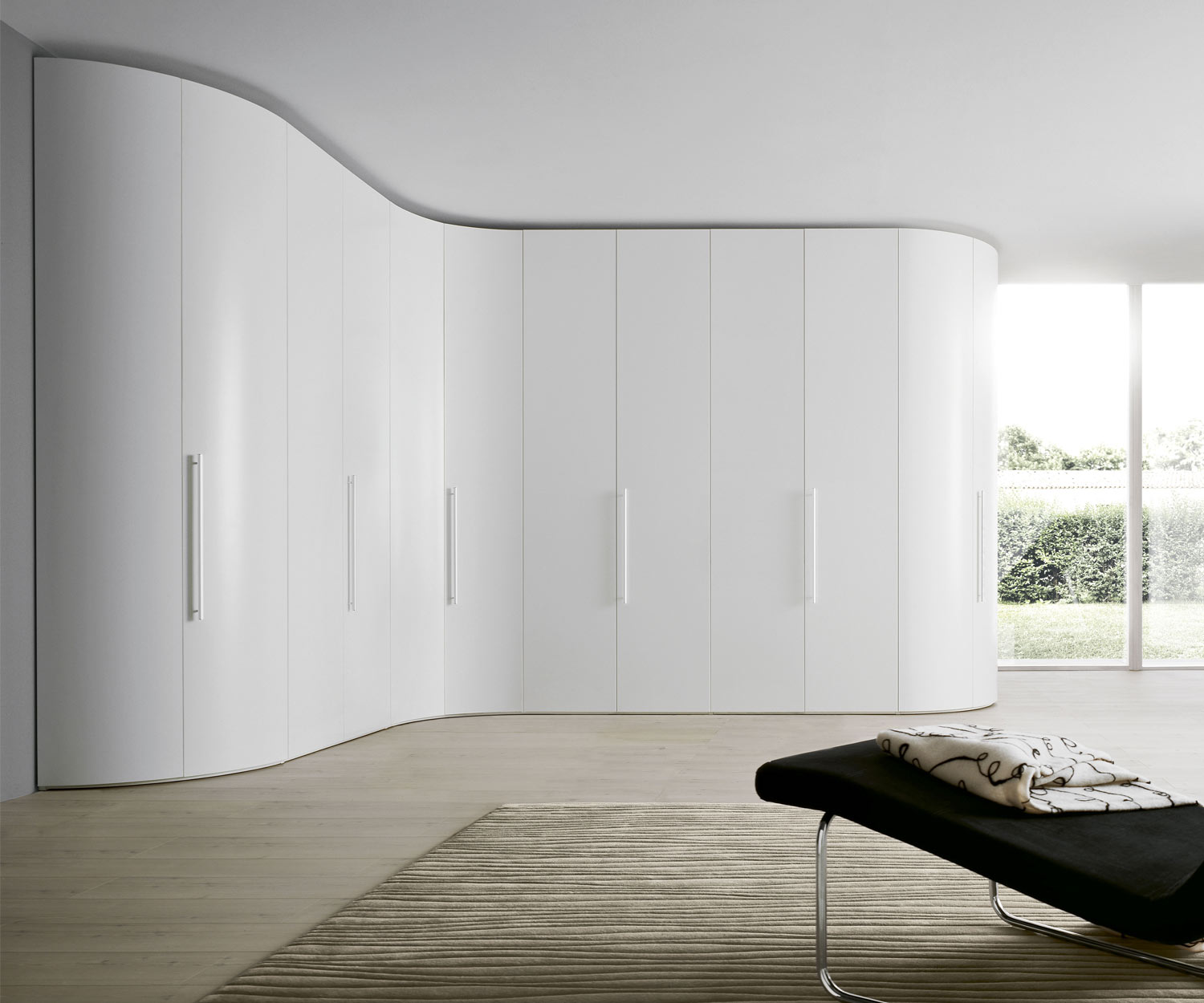 Hoogwaardige Novamobili Design hoekkast Alfa Curvo in wit mat
