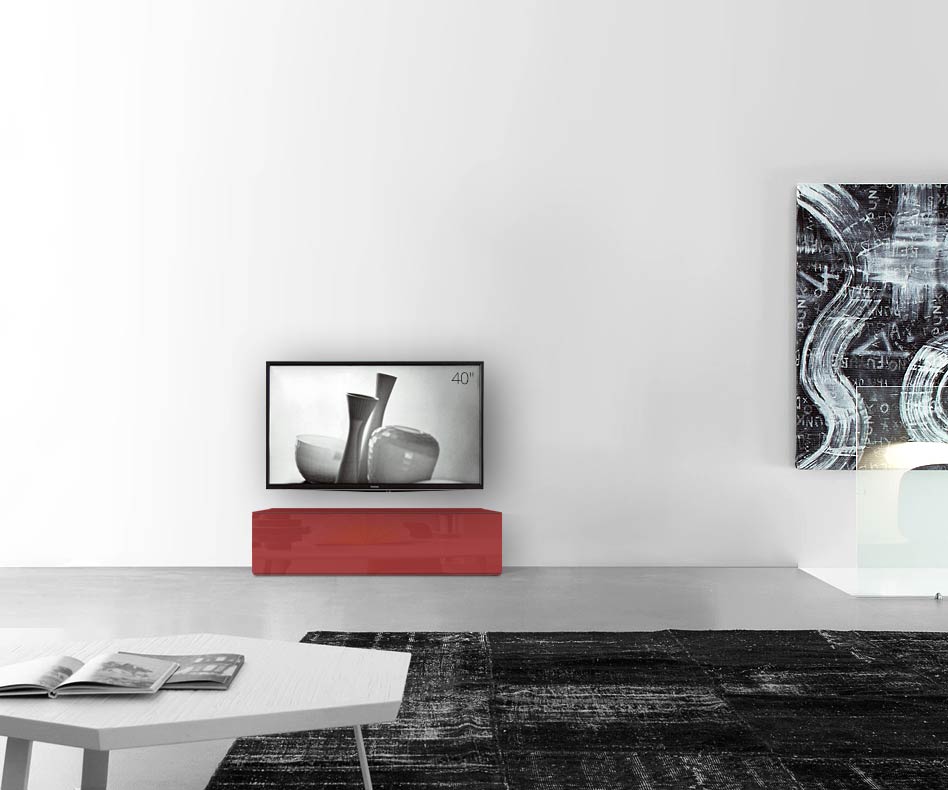/Design lowboard vloer B120 H35 glanzend rood