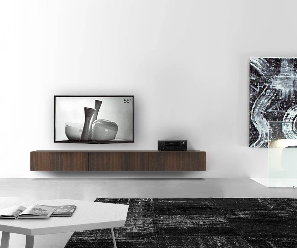 Livitalia Houten design lowboard configurator wand 270 cm 32 cm 56 cm bruin eiken