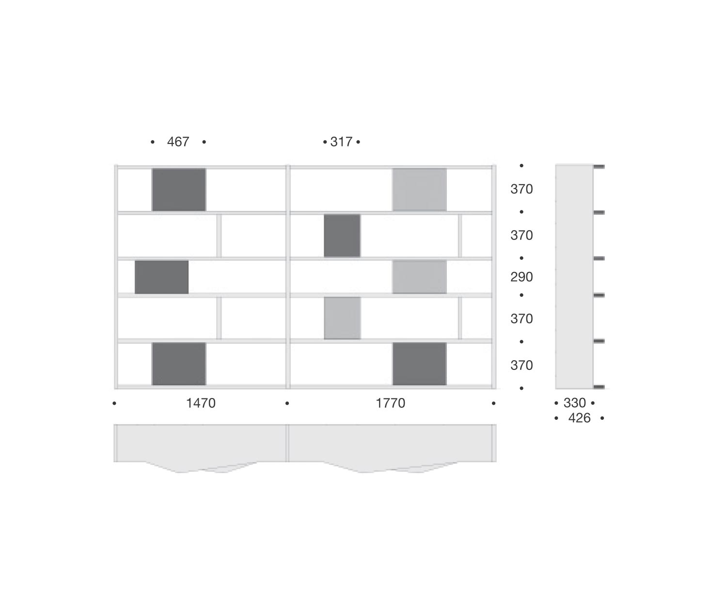 Livitalia Bibliothèque design C86 Dimensions Esquisse Dimensions Livitalia Bibliothèque design C86 Dimensions Esquisse Dimensions