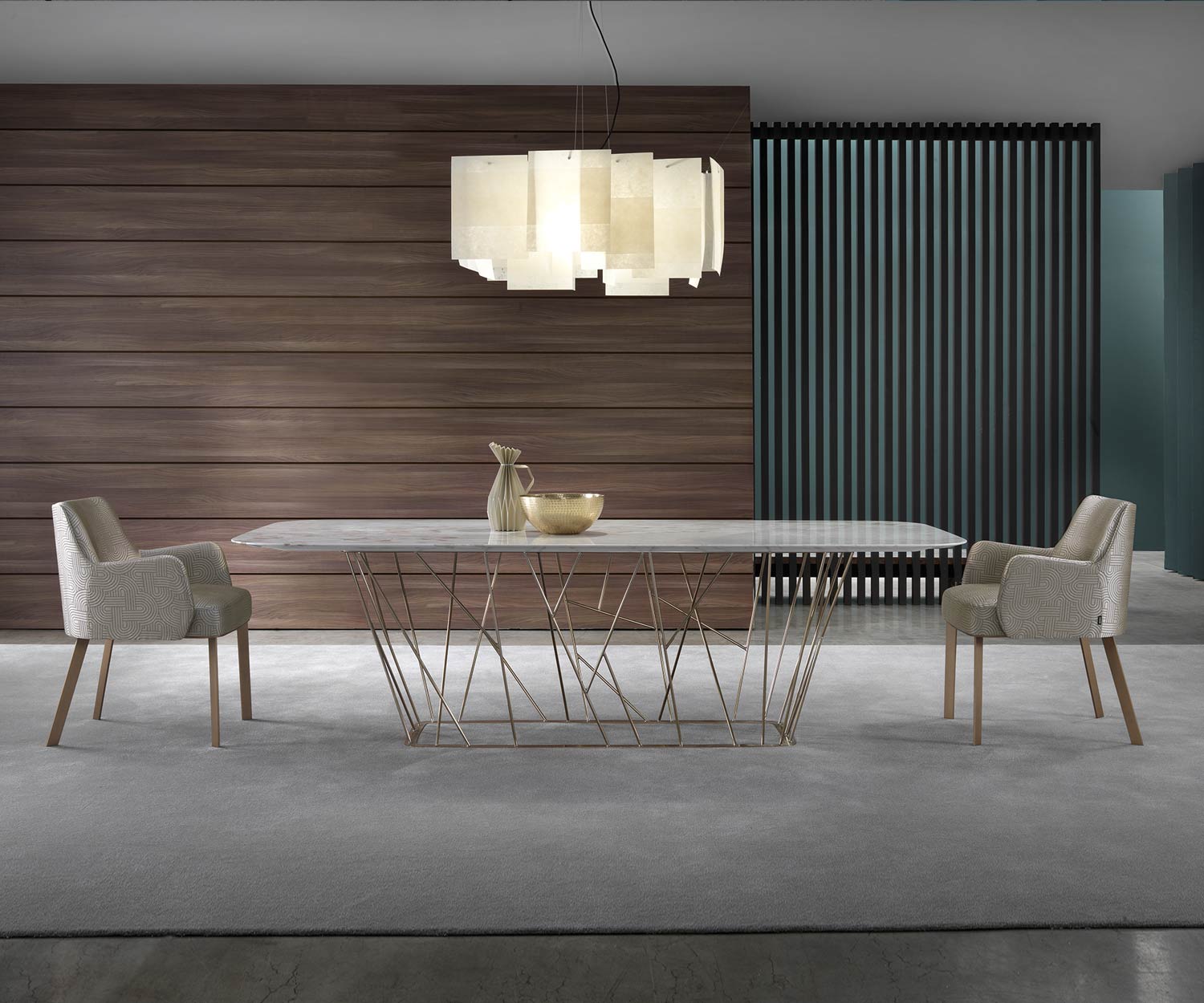 Luxe Twig conferentie eettafel van Marelli met Carrara blad Luxe Twig conferentie eettafel van Marelli met Carrara blad