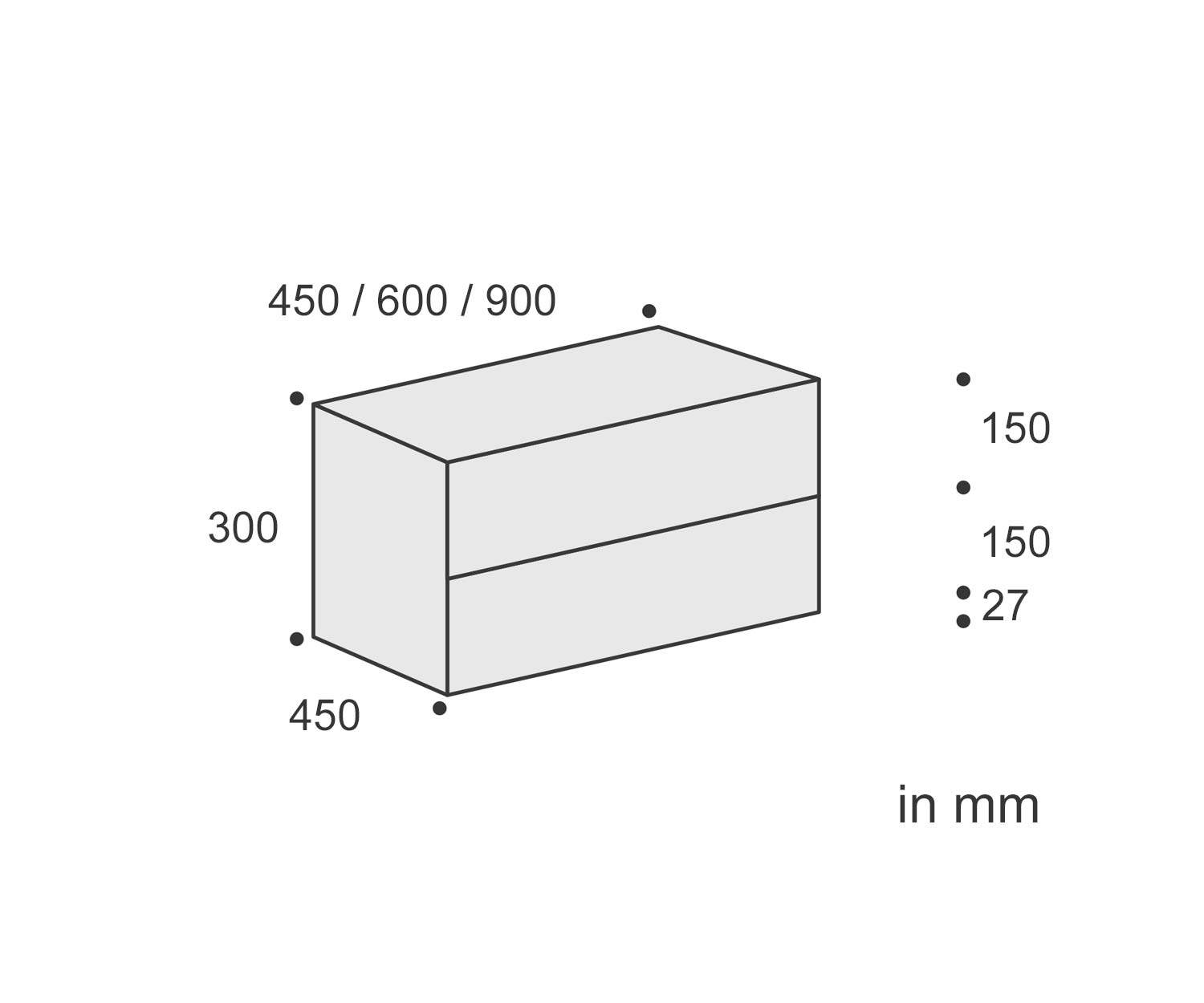 Livitalia Ecletto Design nachtkastje met 2 laden Schets Afmetingen Maten Livitalia Ecletto Design nachtkastje met 2 laden Schets Afmetingen Maten