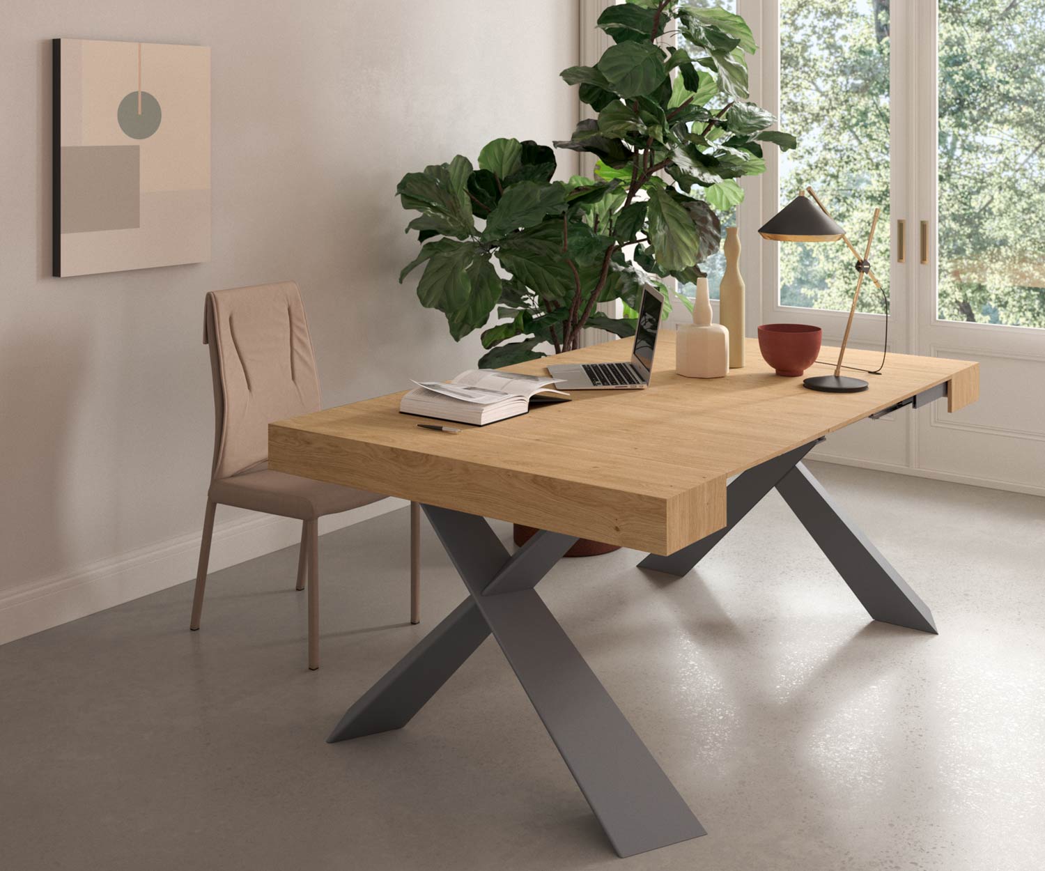 Ozzio_Design bois métal console T024  Ozzio_Design bois métal console T024