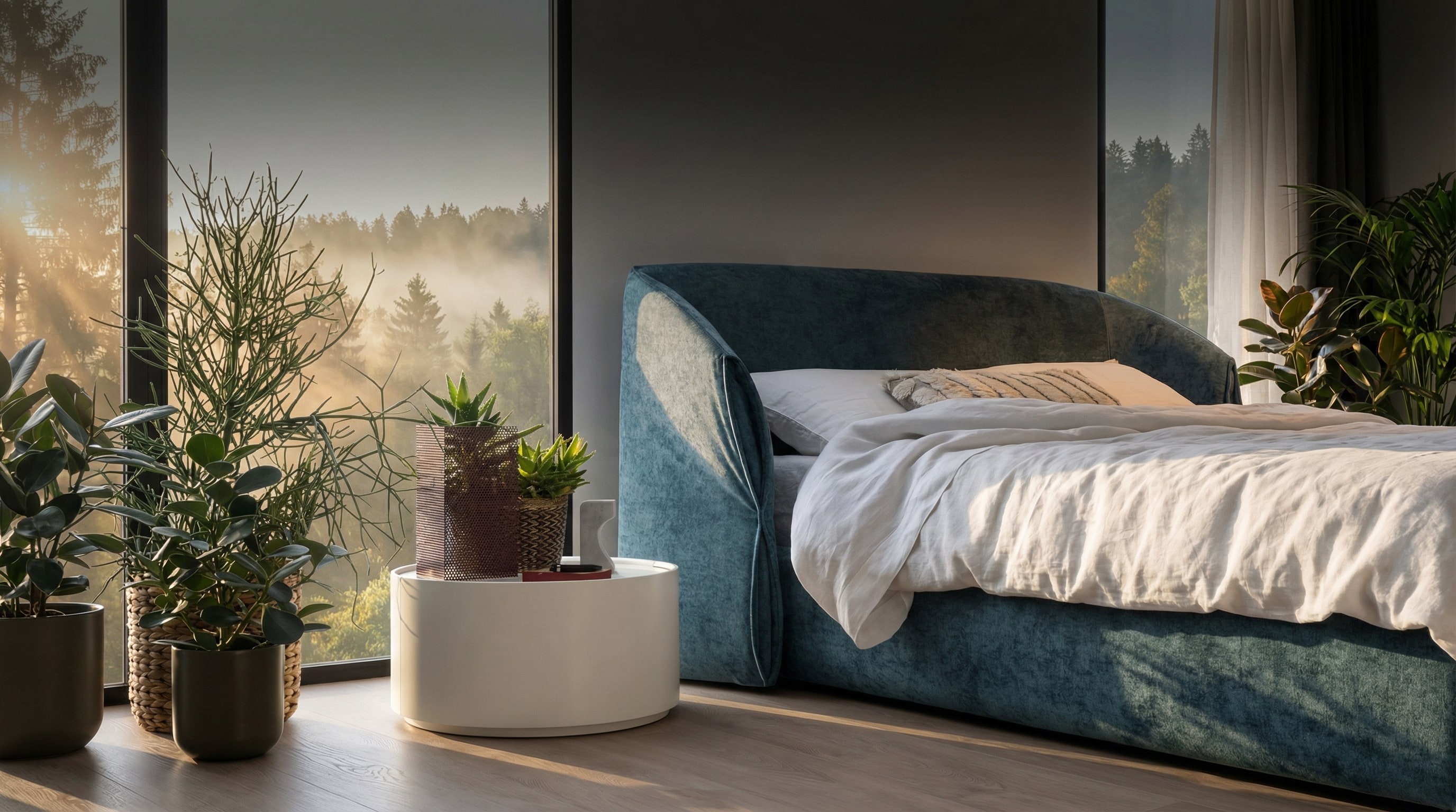 Table de chevet ronde : Le secret des designers pour agrandir l'espace