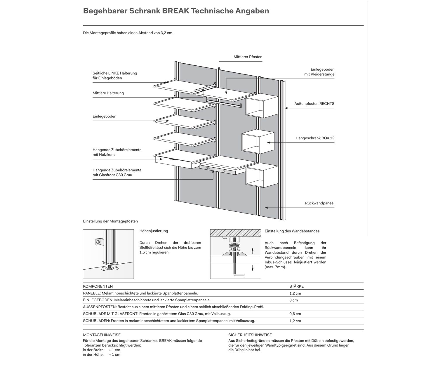 Dressing-room Break Données techniques Dressing-room Break Données techniques