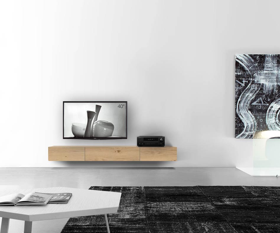 Livitalia Bois Design Lowboard Configurateur mural 210 cm 24 cm 46 cm Chêne clair Livitalia Bois Design Lowboard Configurateur mural 210 cm 24 cm 46 cm Chêne clair