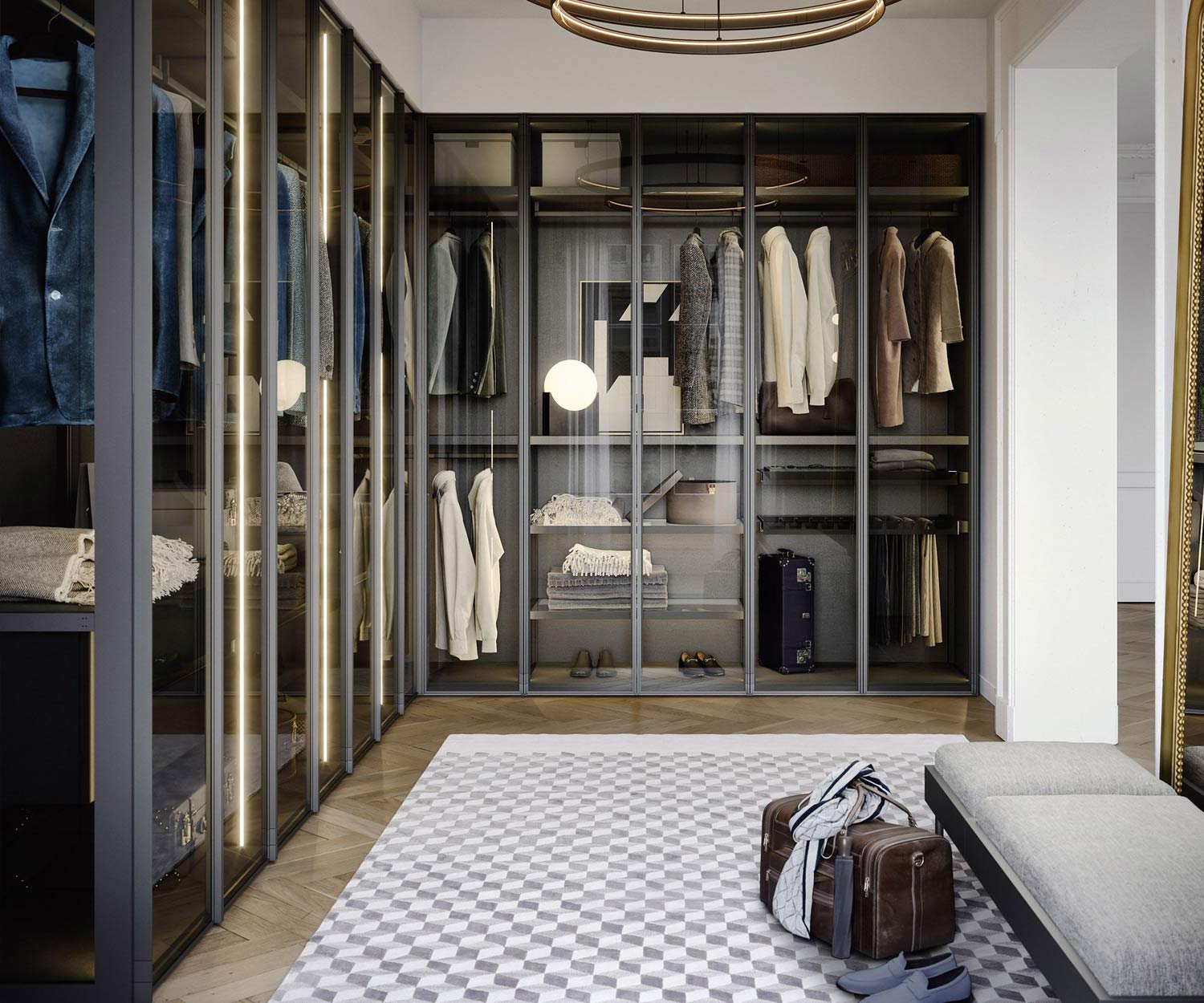 Novamobili Armoire Perry portes vitrées Novamobili Armoire Perry portes vitrées