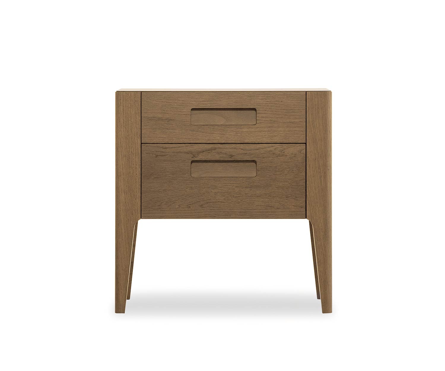 Table de nuit design Giotto 2 tiroirs plaqué chêne Miele Table de nuit design Giotto 2 tiroirs plaqué chêne Miele