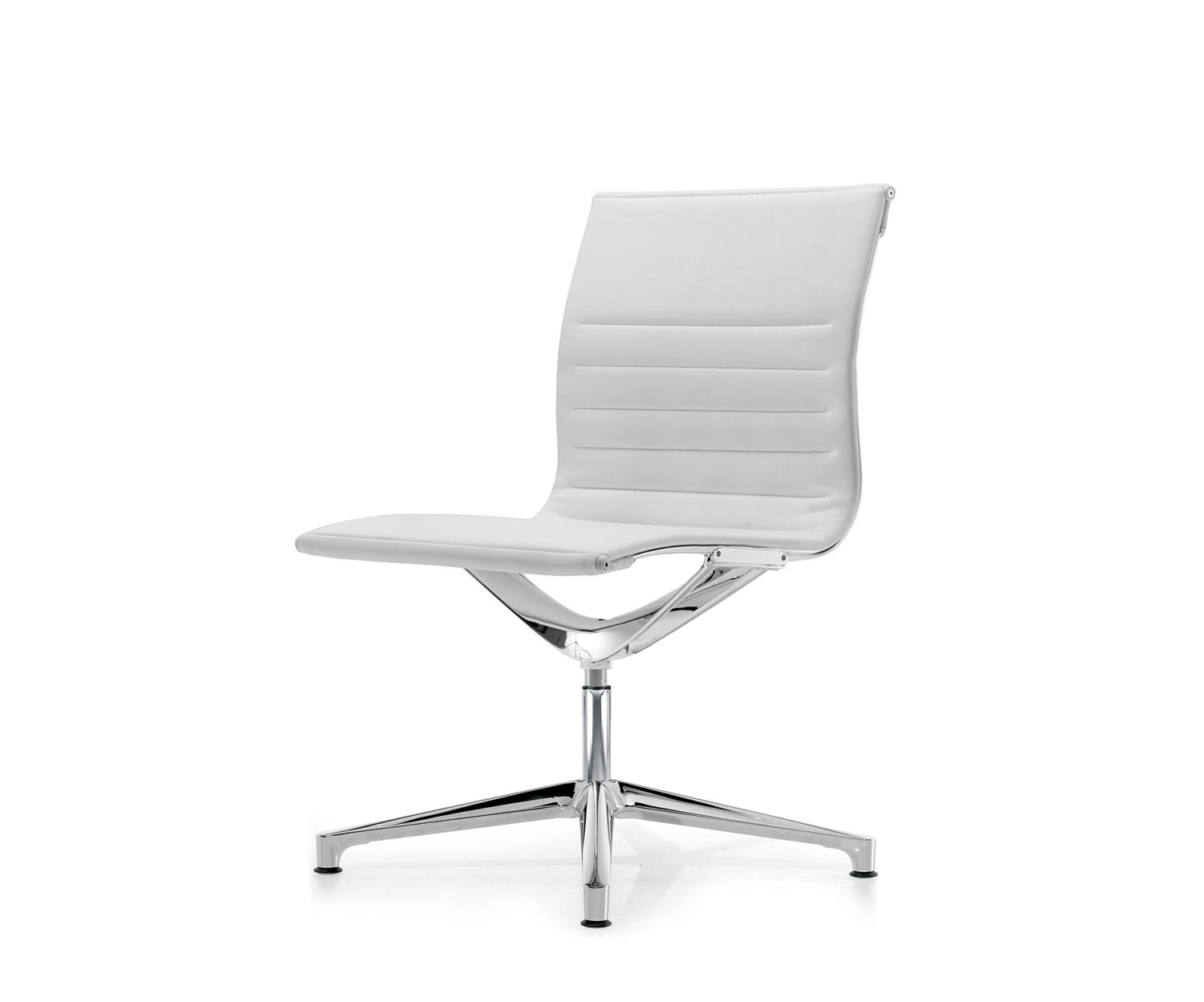 ICF Una Chair Managment Chaise de bureau Design Chaise pivotante 4 bras sans roulettes H42 cm sans cuir Cuir blanc 915 ICF Una Chair Managment Chaise de bureau Design Chaise pivotante 4 bras sans roulettes H42 cm sans cuir Cuir blanc 915