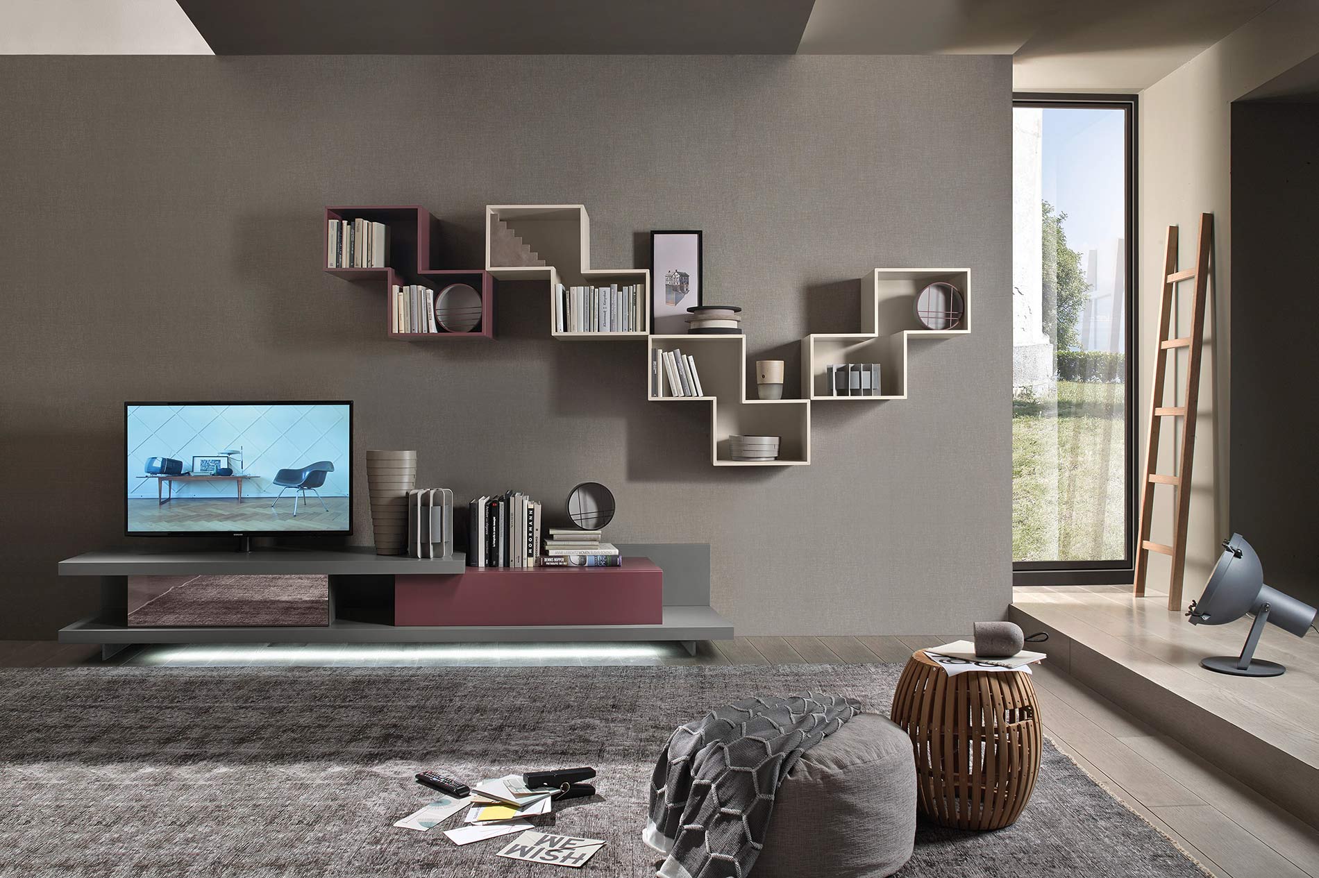 Meuble-paroi avec éclairage LED