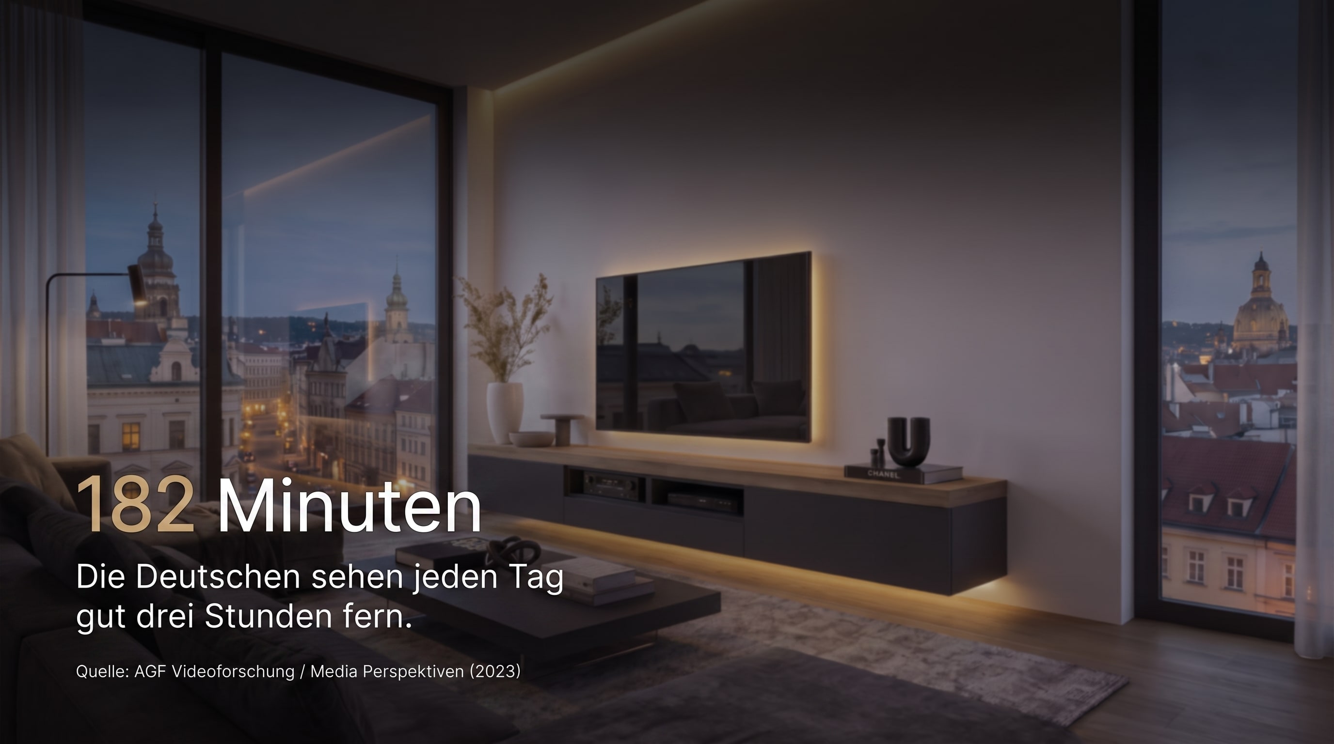 182 minutes – Les Allemands regardent la télévision environ trois heures par jour.
