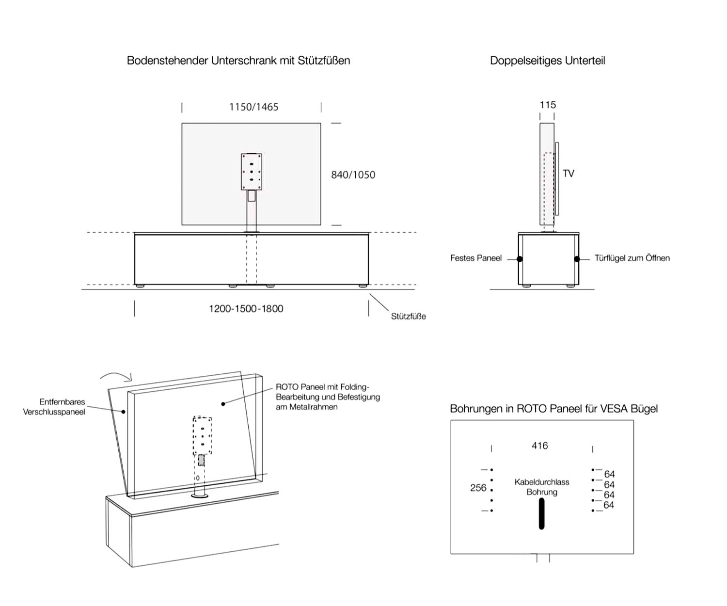 Livitalia Roto designer lowboard afmetingen schetsmaat Livitalia Roto designer lowboard afmetingen schetsmaat