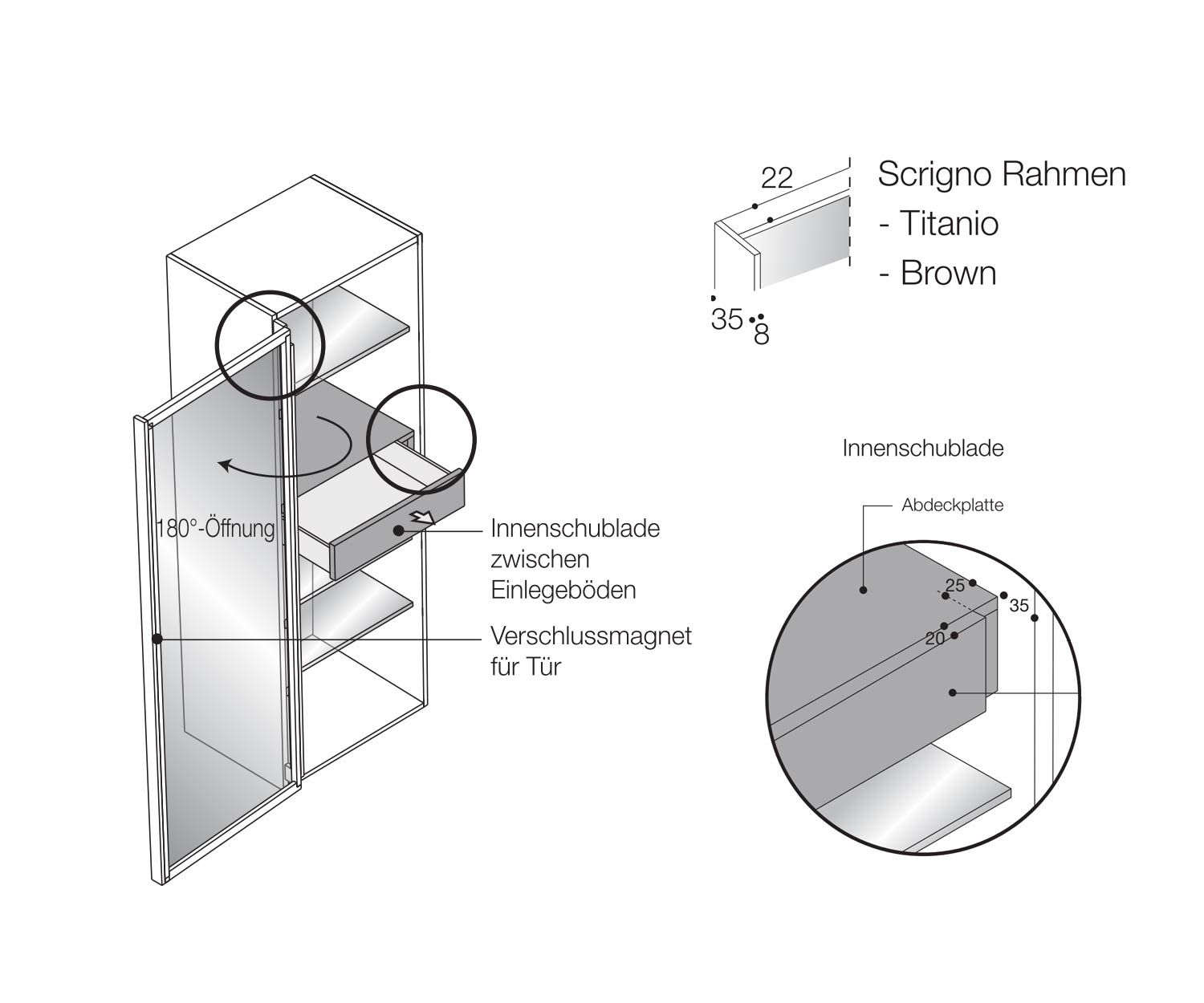 Hangend ontwerp glazen kastdeuren Details Hangend ontwerp glazen kastdeuren Details