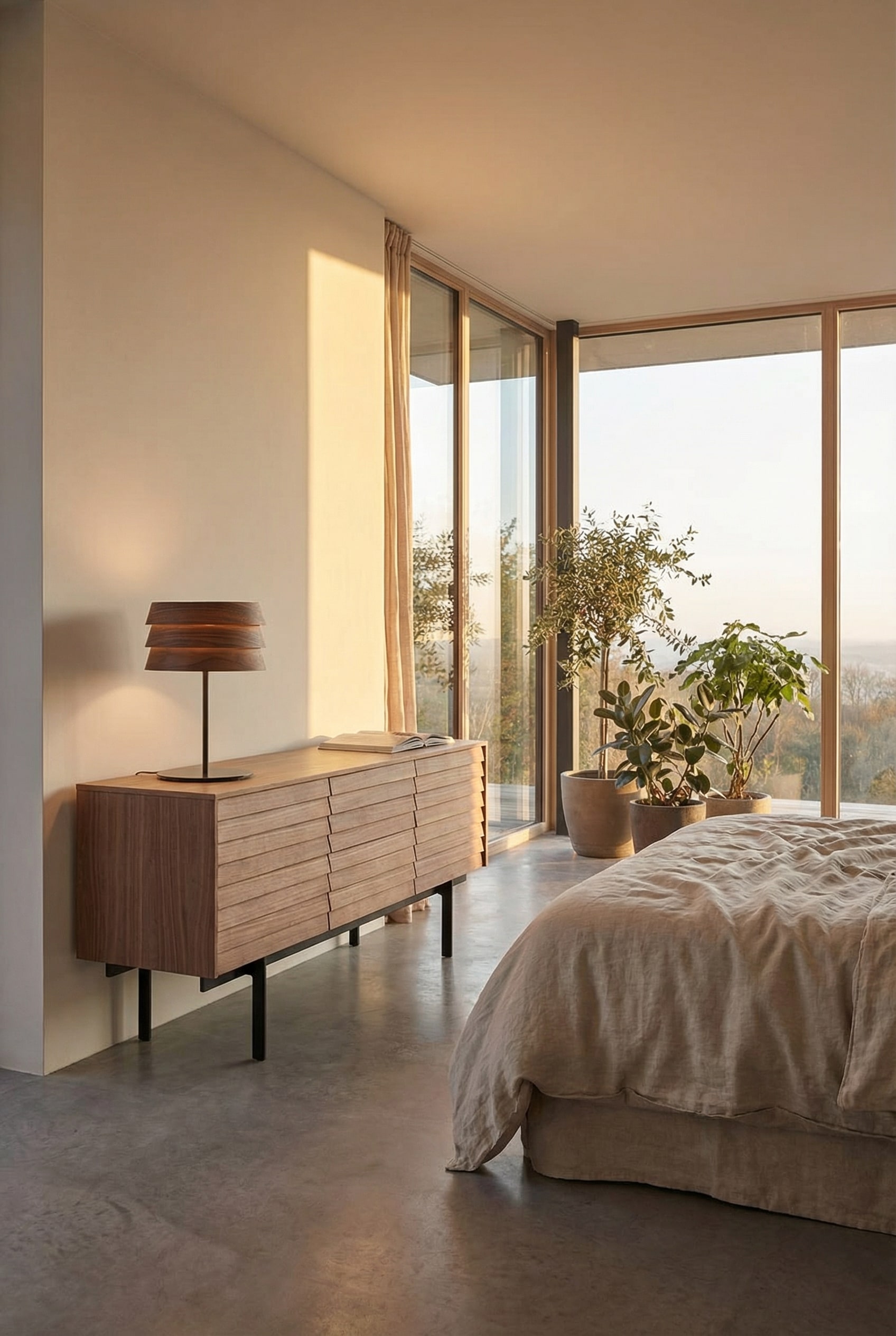 Punt Sideboard Sussex met fijne houten lamellen in warm licht. Punt Sideboard Sussex met fijne houten lamellen in warm licht.