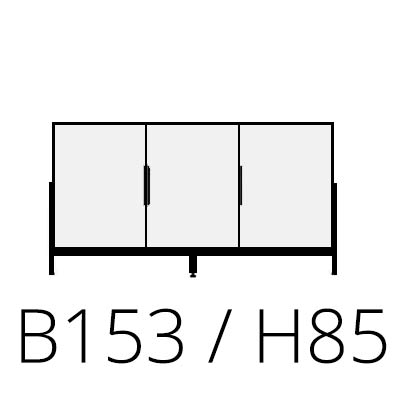 B 153 cm H 85 cm 3 deuren