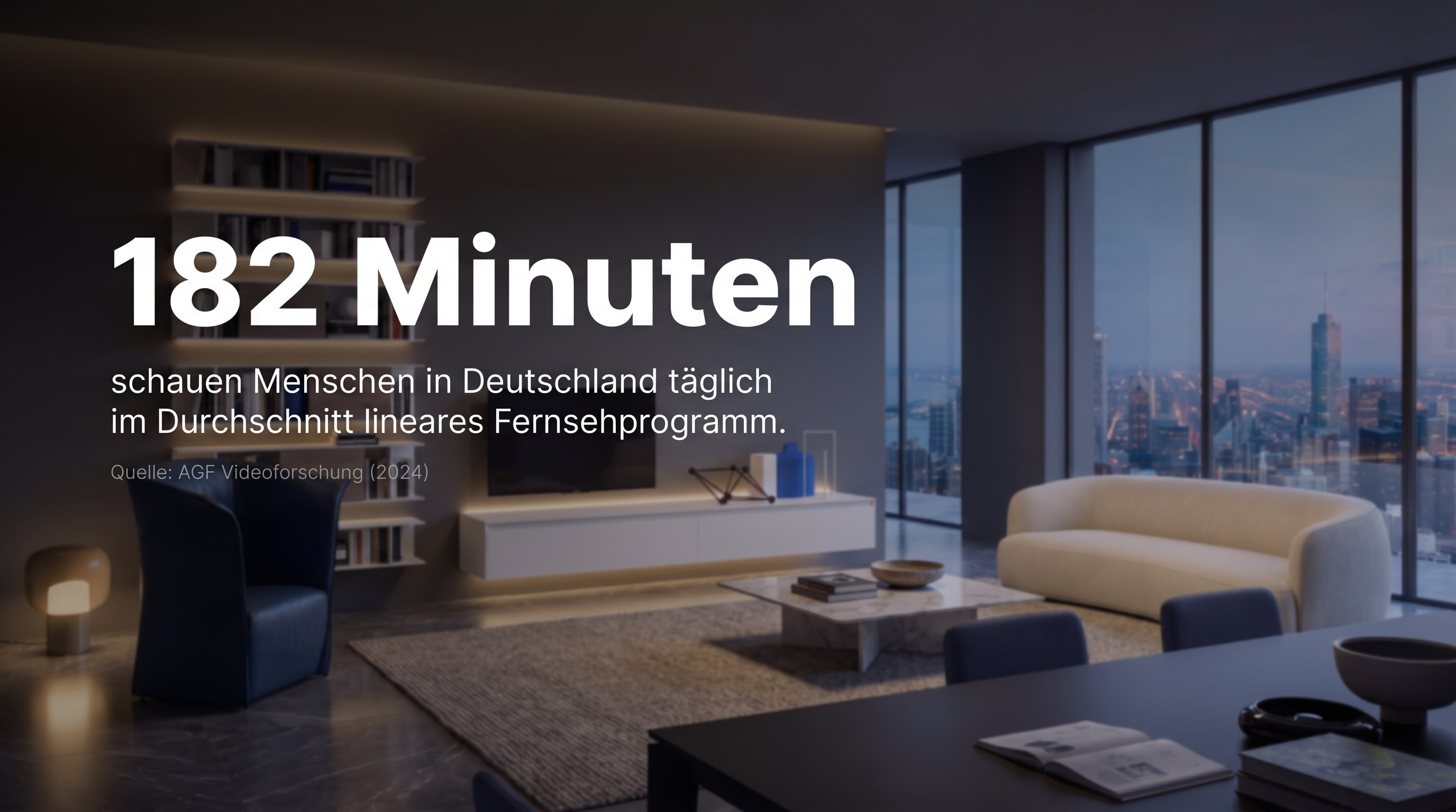 182 Minuten &ndash; les gens en Allemagne regardent en moyenne la t&eacute;l&eacute;vision lin&eacute;aire chaque jour.