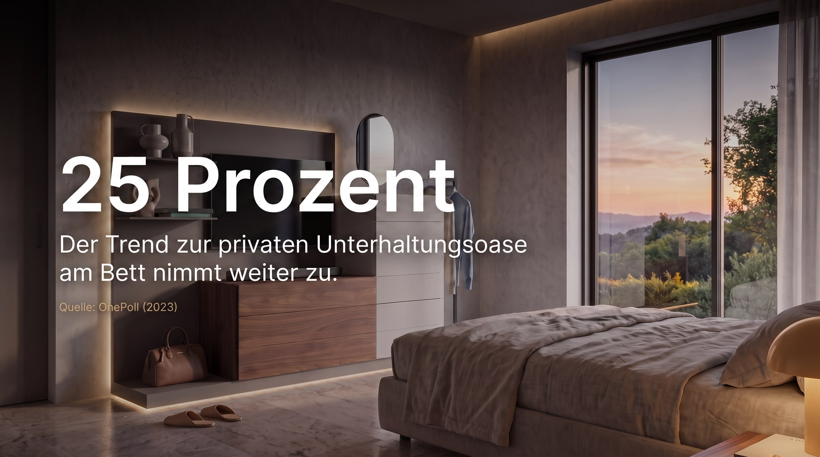 25 Prozent &ndash; Der Trend zur privaten Unterhaltungsoase am Bett nimmt weiter zu.