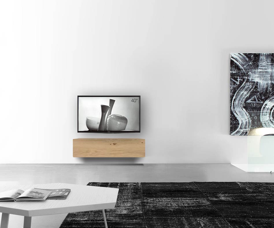 Livitalia Wood design lowboard configurator wand 120 cm 32 cm 46 cm licht eiken