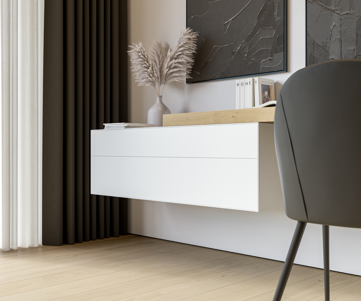 Commode murale design sans poignées Commode murale design sans poignées