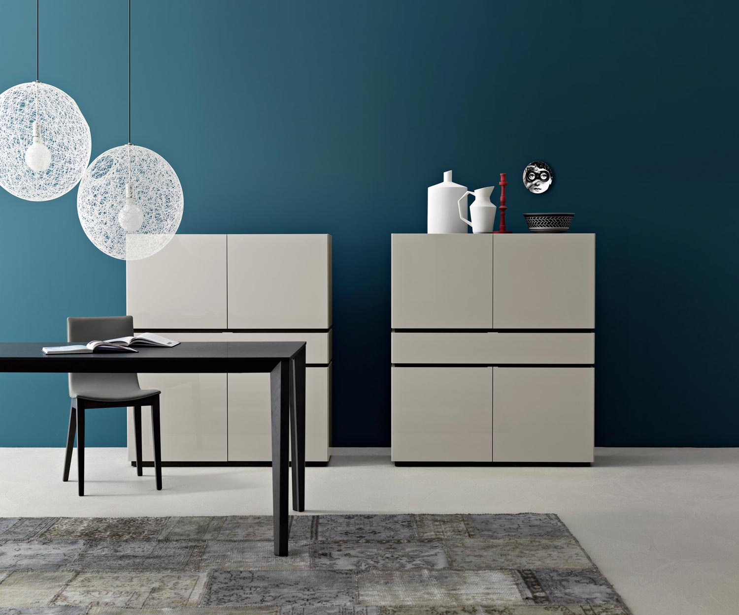 Exclusieve Livitalia Design highboard Cubi in wit hoogglans gelakt Exclusieve Livitalia Design highboard Cubi in wit hoogglans gelakt