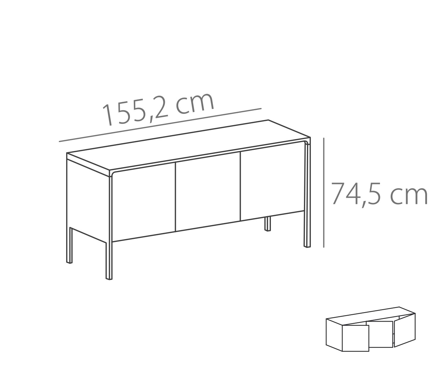 Punt Buffet Tactile Tactile chêne blanc Tactile L 155 3 portes Esquisse