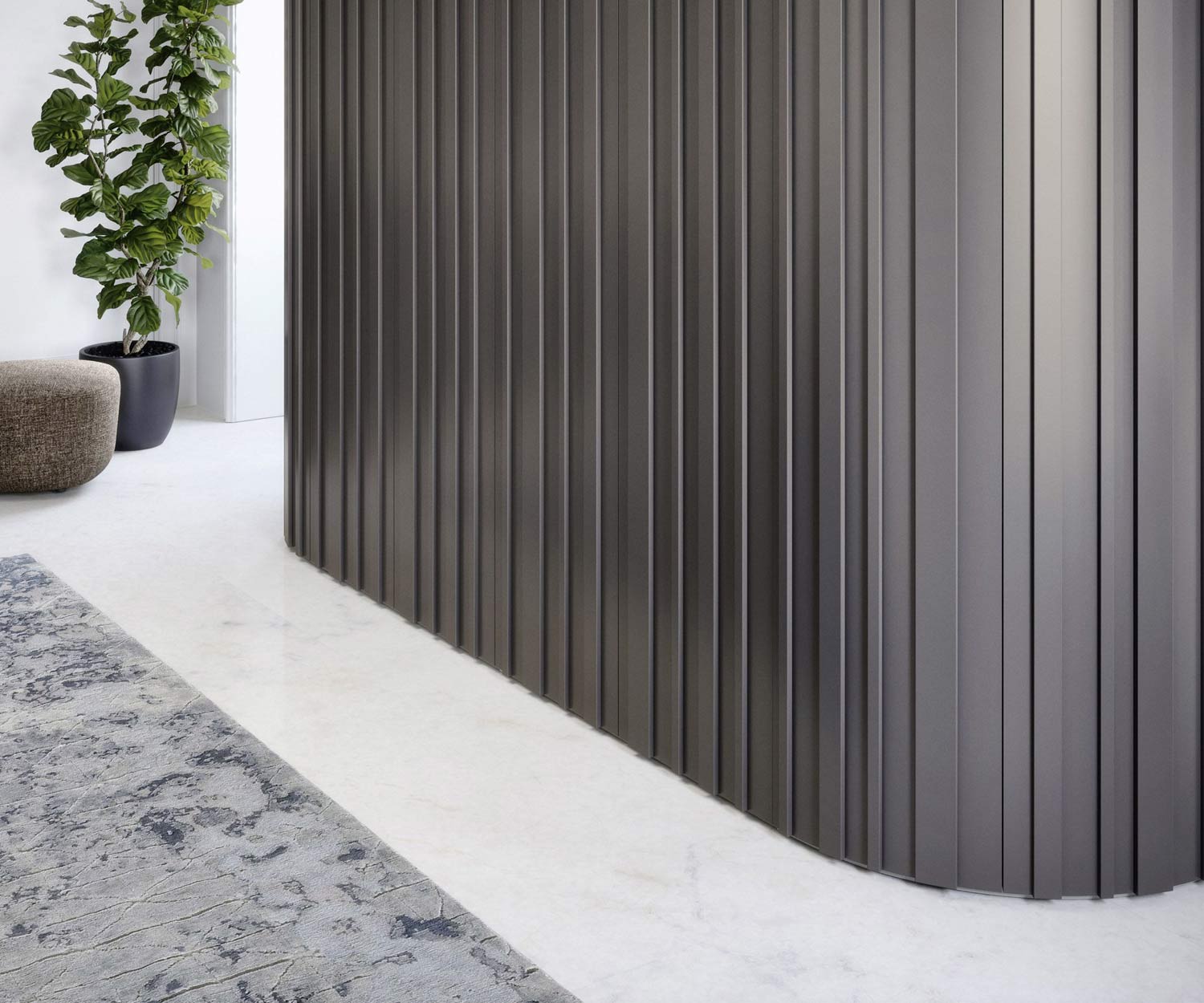 Design kledingkast Alfa Curvo geen hoeken hout donker rustiek Design kledingkast Alfa Curvo geen hoeken hout donker rustiek