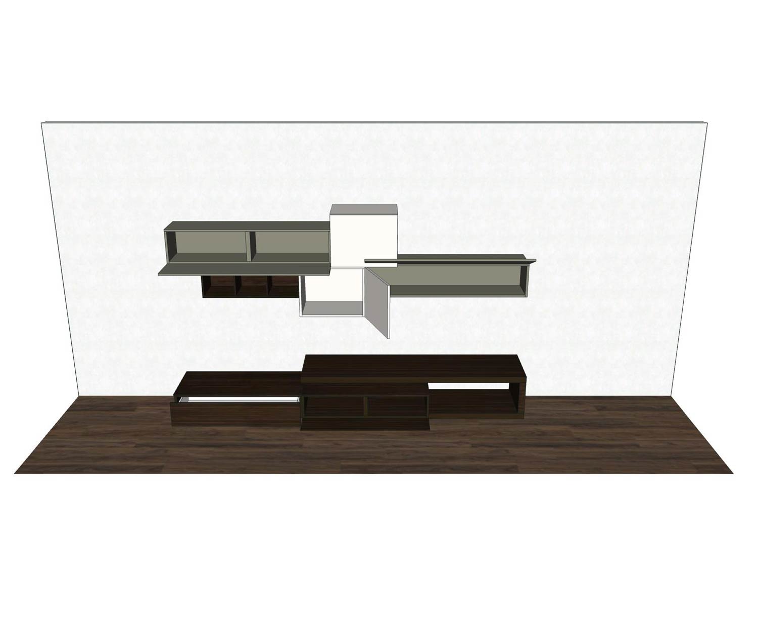 Exclusief Livitalia Design hangelement C31 met zwevend TV-bord en bovenkasten