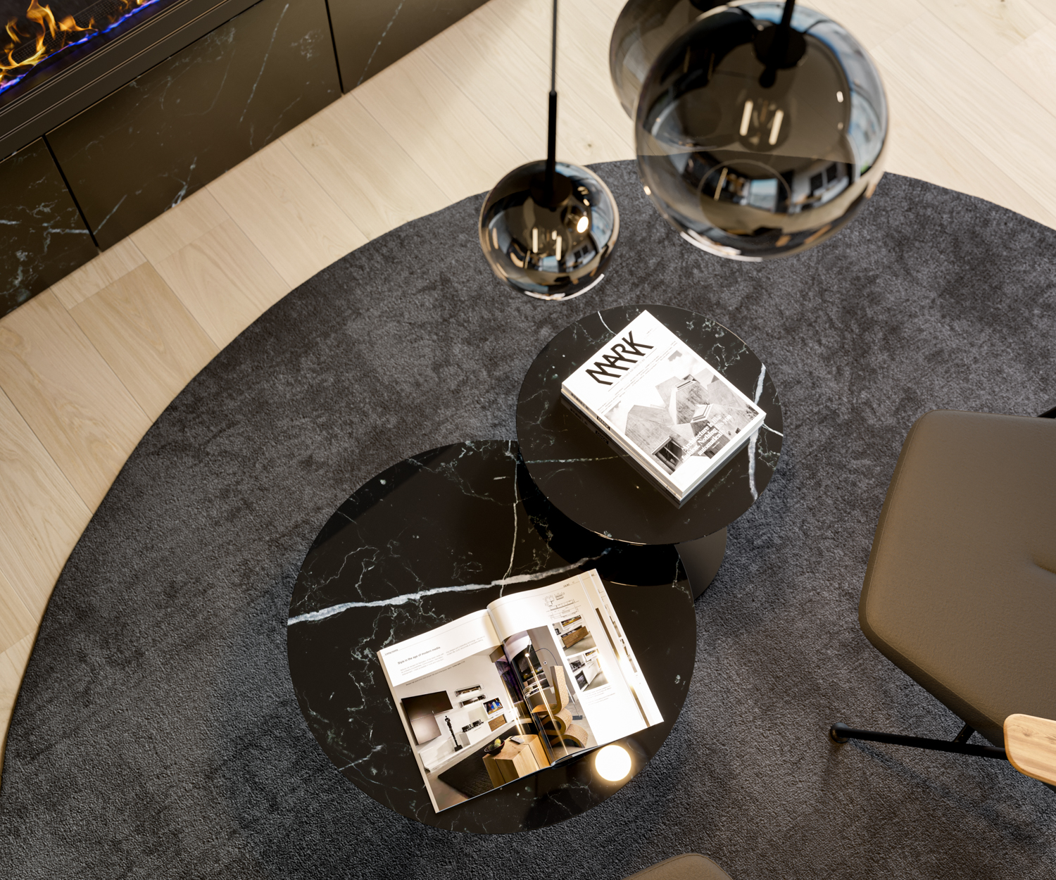 Marmeren bijzettafel Break Marquina Marmeren bijzettafel Break Marquina