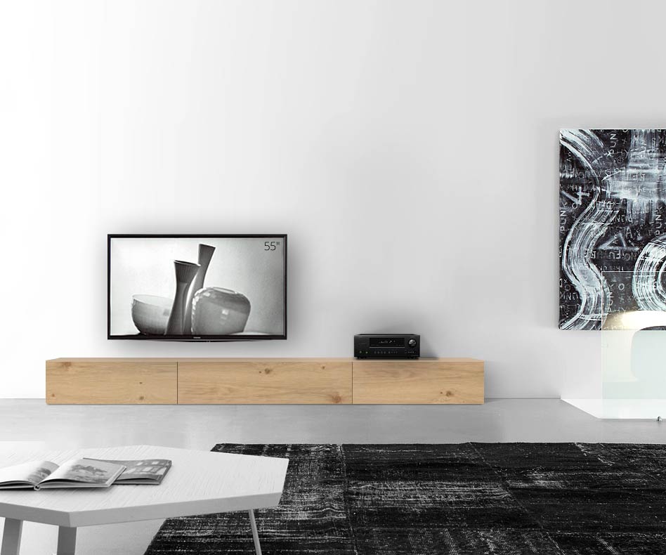 Livitalia Wood design lowboard configurator vloer 300 cm 32 cm 56 cm licht eiken Livitalia Wood design lowboard configurator vloer 300 cm 32 cm 56 cm licht eiken