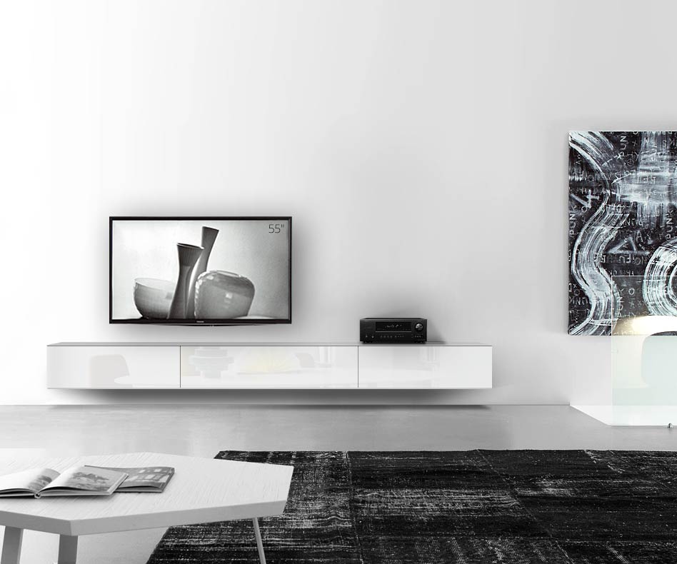 /Design Lowboard mur L300 H33 5 blanc brillant /Design Lowboard mur L300 H33 5 blanc brillant