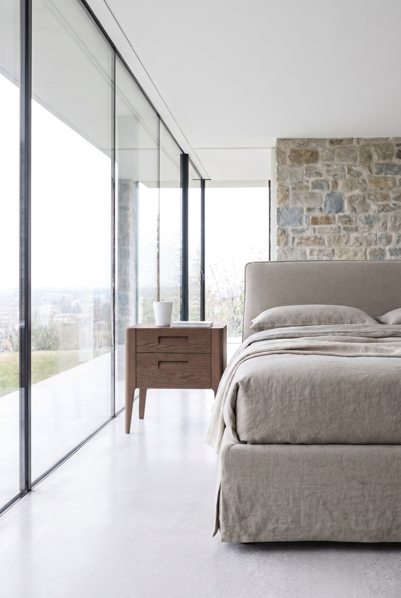 Table de chevet Novamobili Giotto en bois avec deux tiroirs Table de chevet Novamobili Giotto en bois avec deux tiroirs