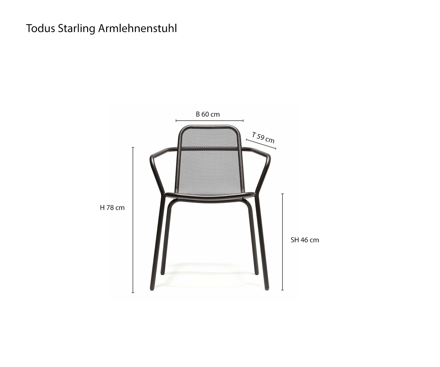 Afmetingen Todus Starling design fauteuil