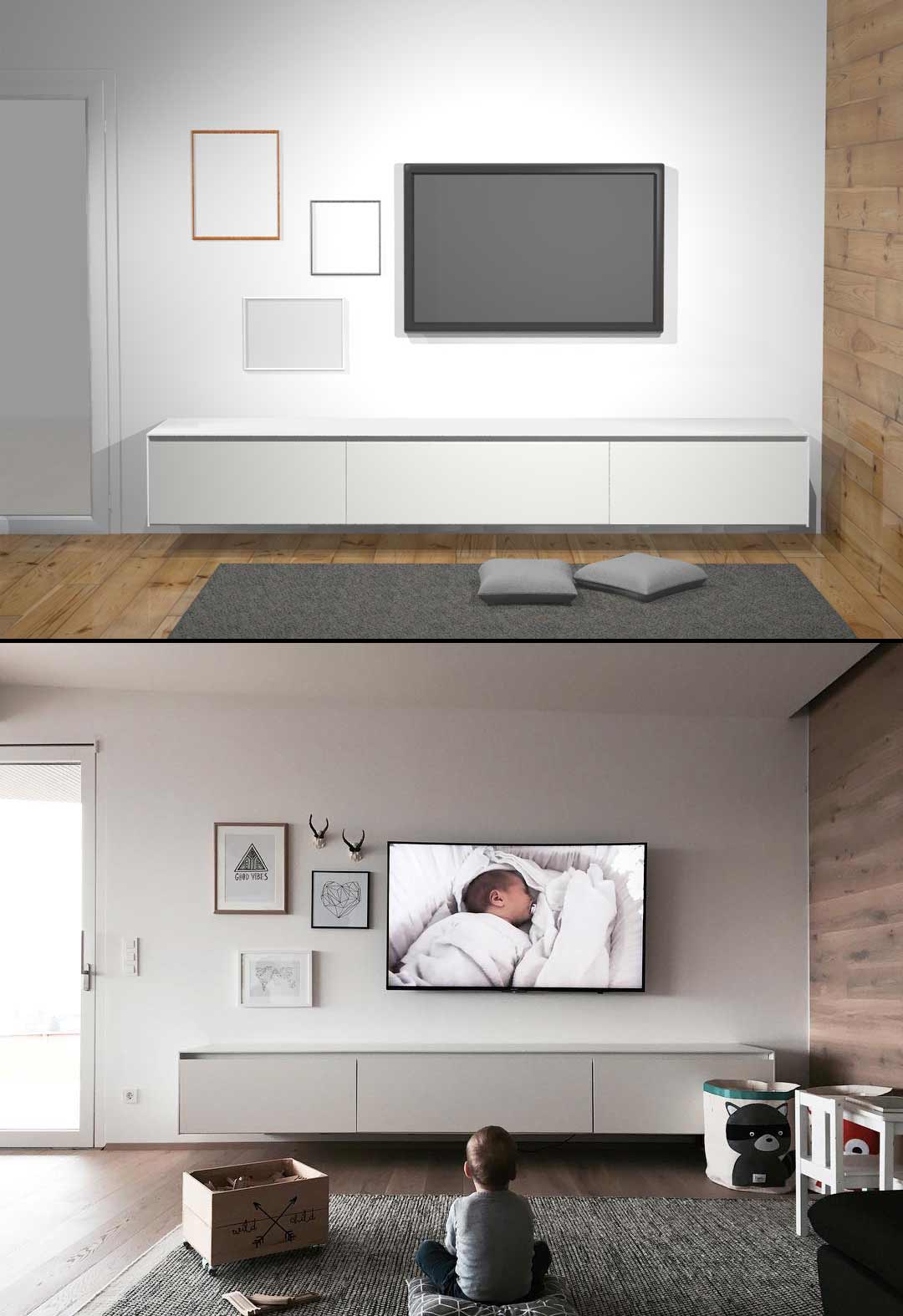 Buffet TV blanc personnalisé Buffet TV blanc personnalisé