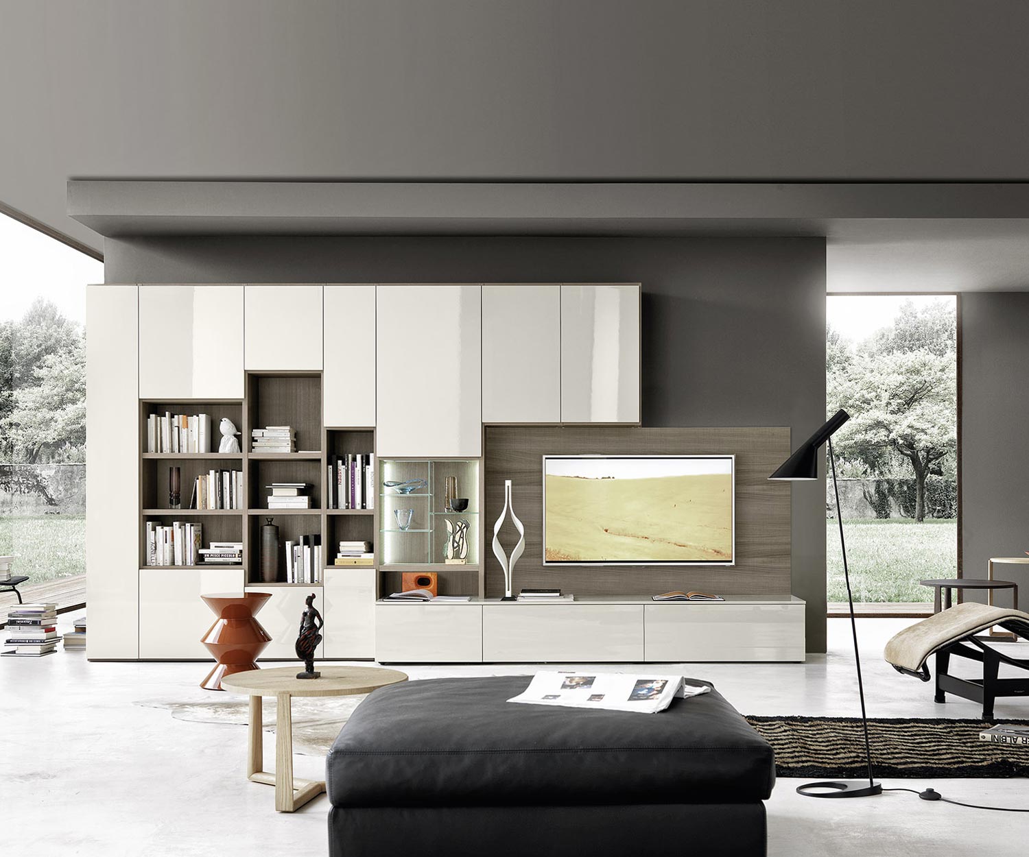 Exclusif Livitalia Meuble-paroi design avec bibliothèque C64 Exclusif Livitalia Meuble-paroi design avec bibliothèque C64