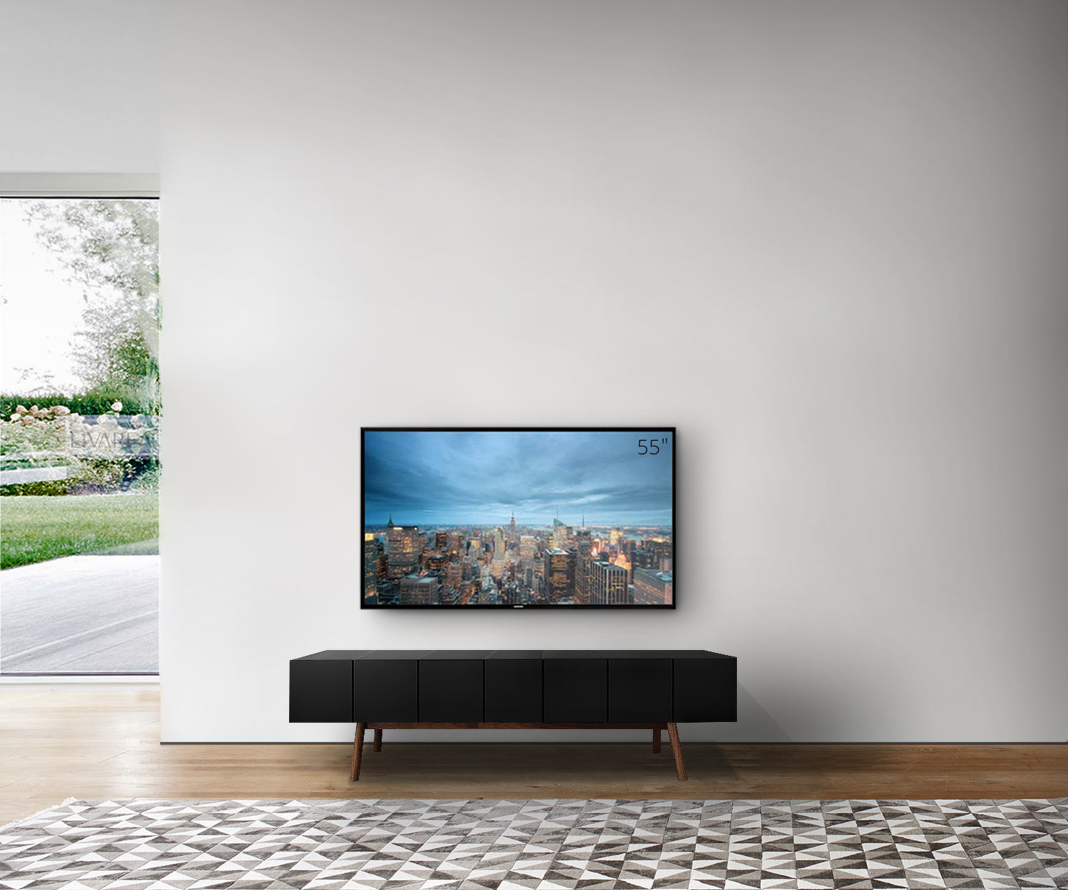 al2 MOS I KO 005 B Largeur 175 cm Corps noir Pieds en noyer