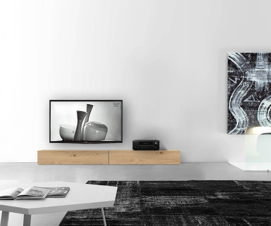 Livitalia Houten design lowboard configurator vloer 240 cm 24 cm 56 cm licht eiken Livitalia Houten design lowboard configurator vloer 240 cm 24 cm 56 cm licht eiken