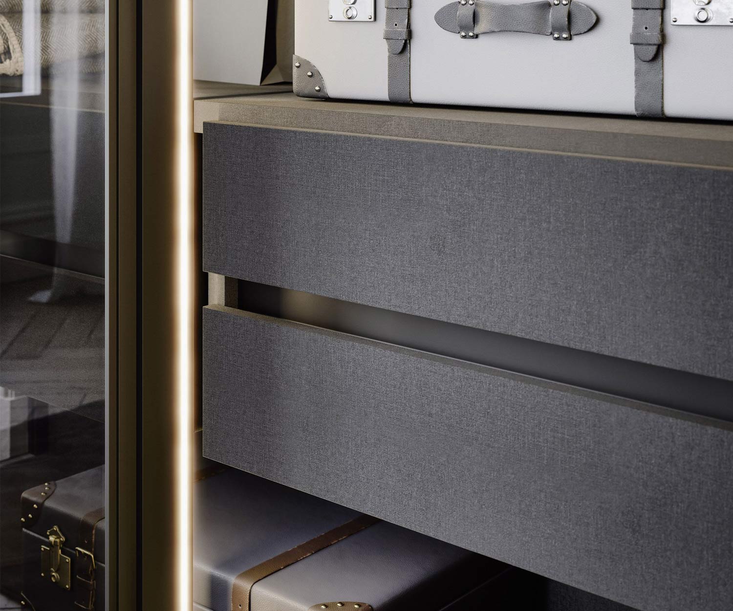 Armoire Portes vitrées avec tiroirs flottants Armoire Portes vitrées avec tiroirs flottants