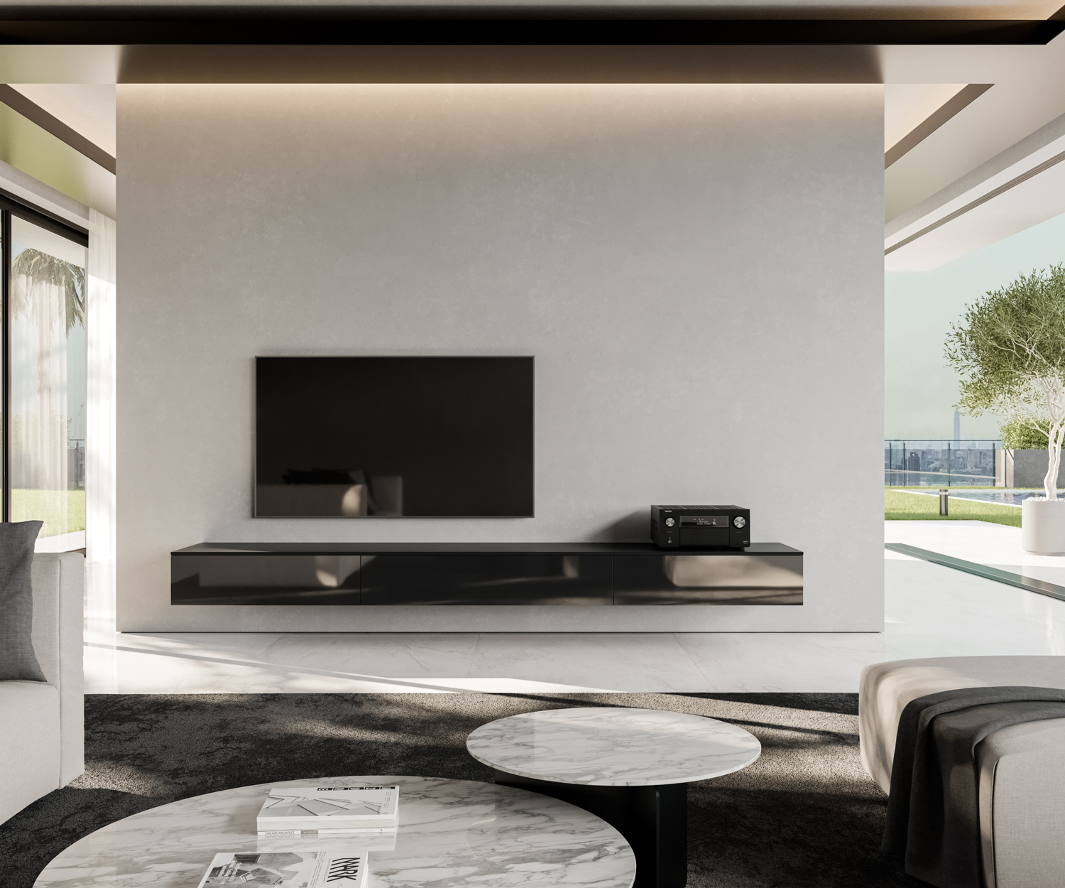 Hang TV lowboard met klapdeurtjes Hang TV lowboard met klapdeurtjes