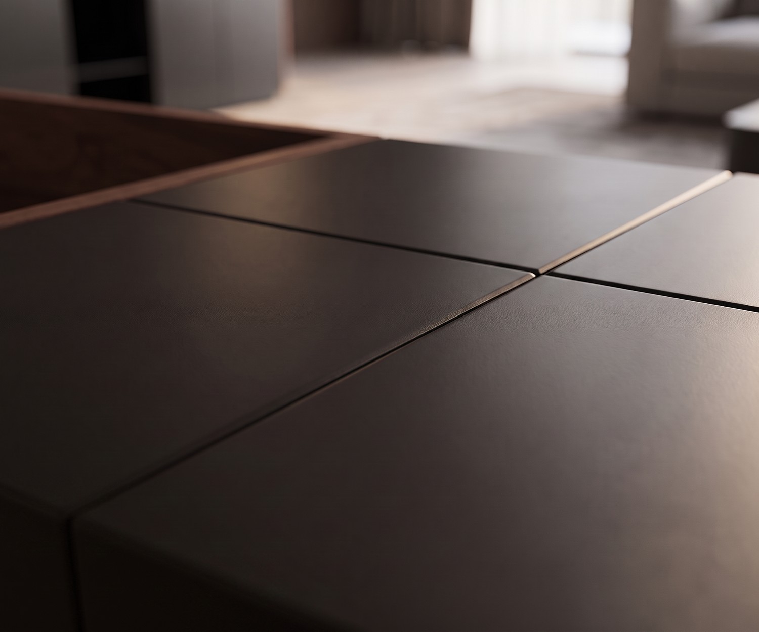 Buffet MOS-I-KO 003 A de al2 pour le salon, avec une finition laquée mate foncée au style rétro moderne.