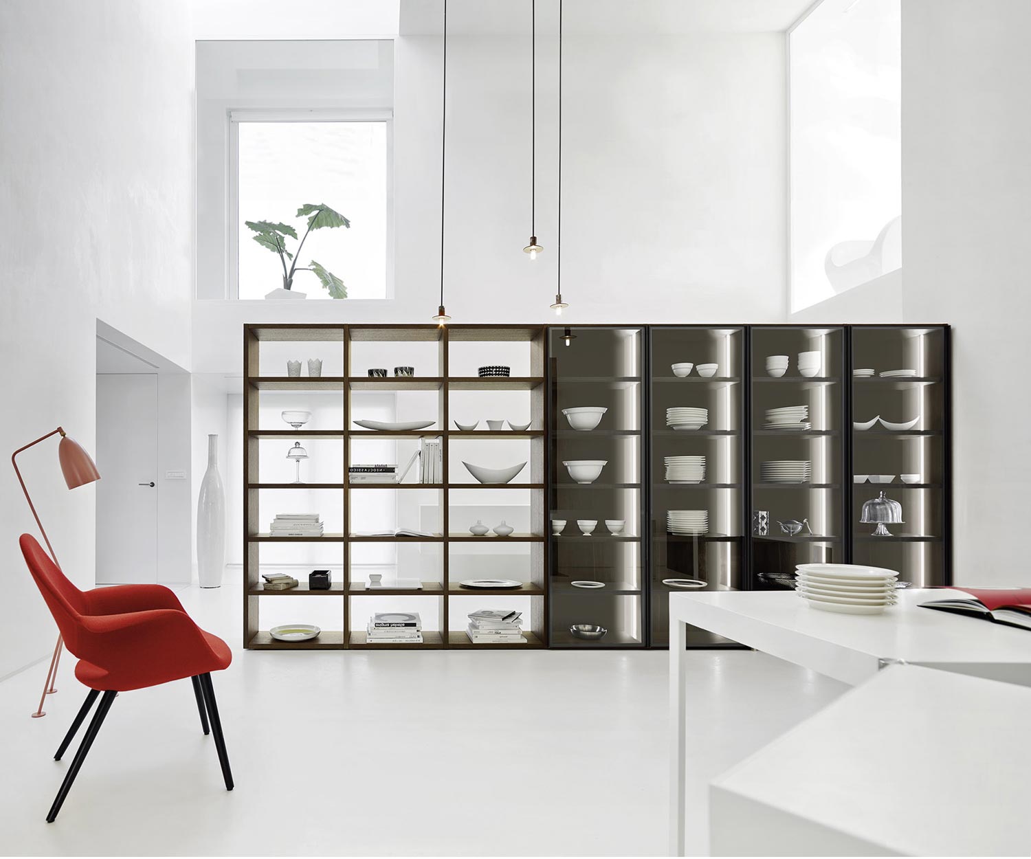 Exclusief Livitalia Design boekenkast glazen deuren roomdivider C91 Exclusief Livitalia Design boekenkast glazen deuren roomdivider C91
