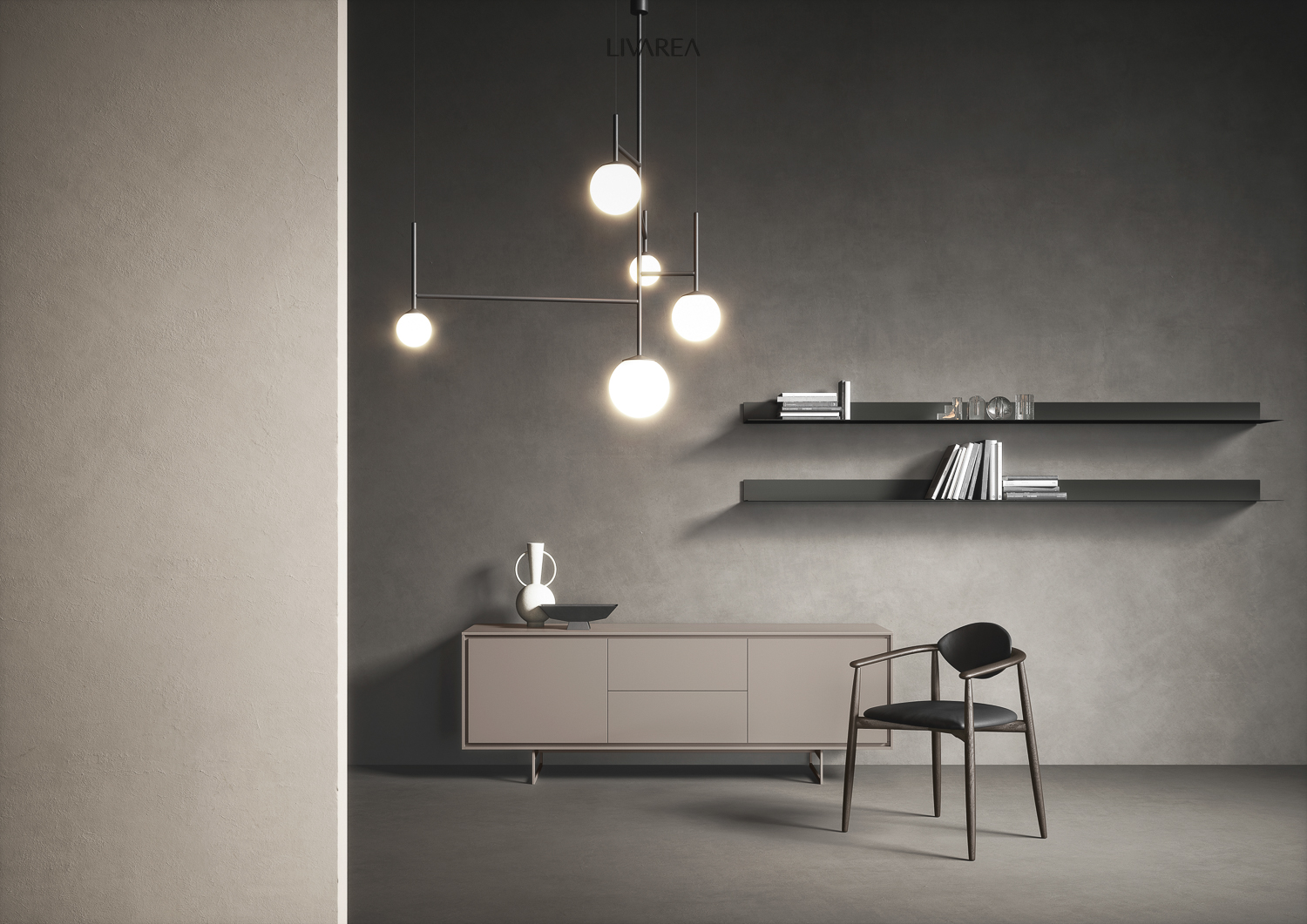 Beau sideboard de salon en laque mate sur patins Beau sideboard de salon en laque mate sur patins