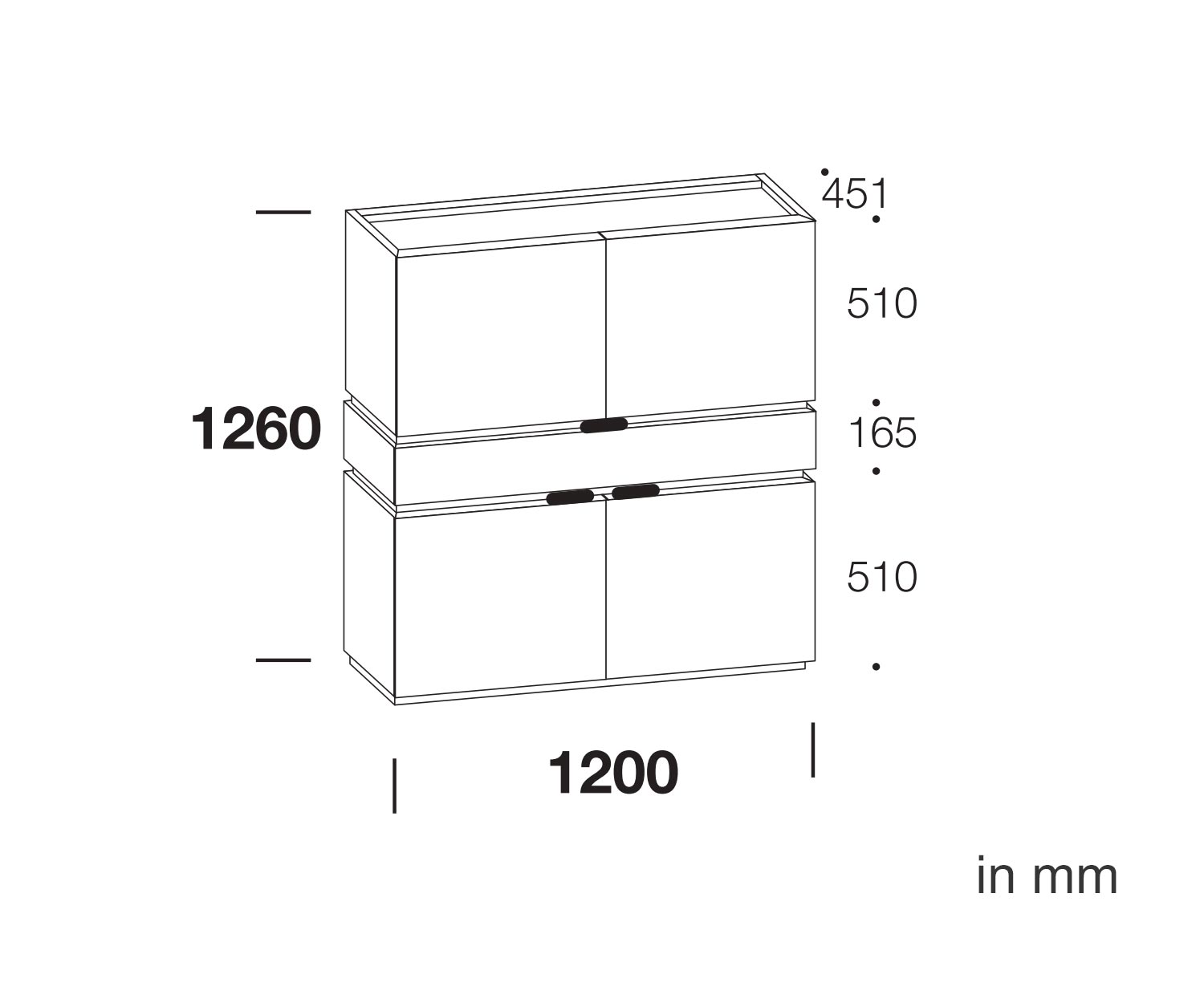Moderne Livitalia Design Highboard Cubi Esquisse Dimensions Dimensions