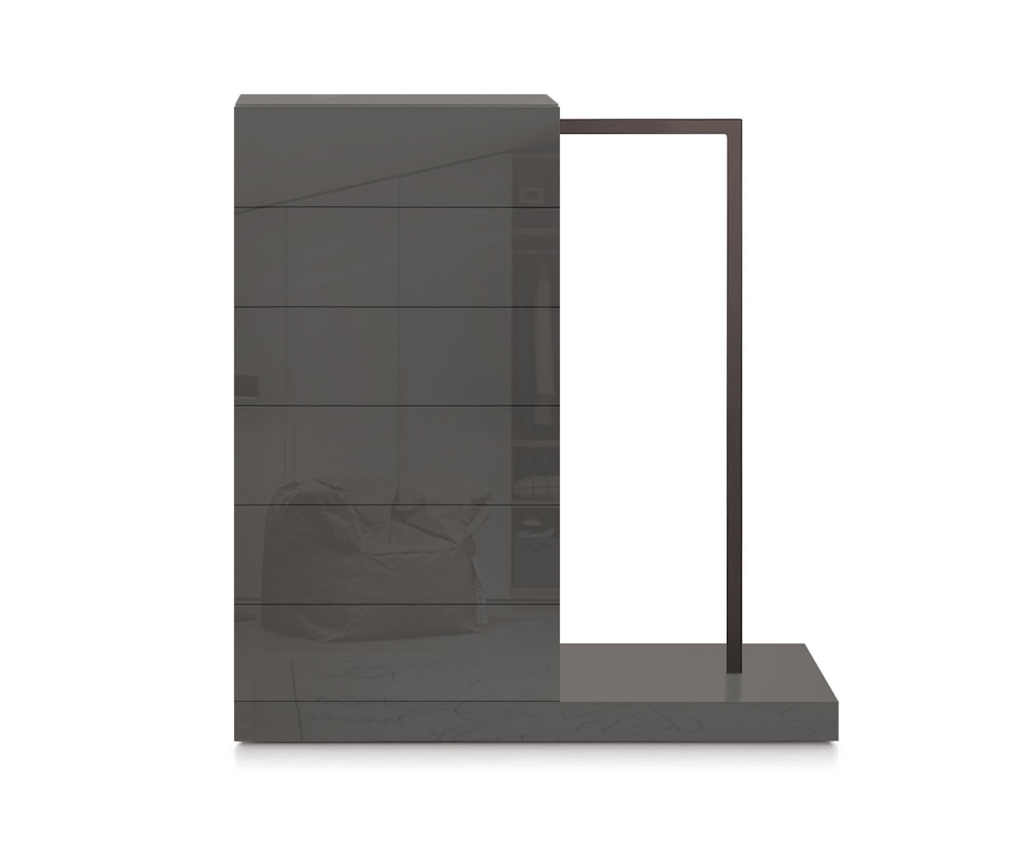 Novamobili Commode haute Easy6 + penderie à droite L54cm brillant quarz410 Novamobili Commode haute Easy6 + penderie à droite L54cm brillant quarz410