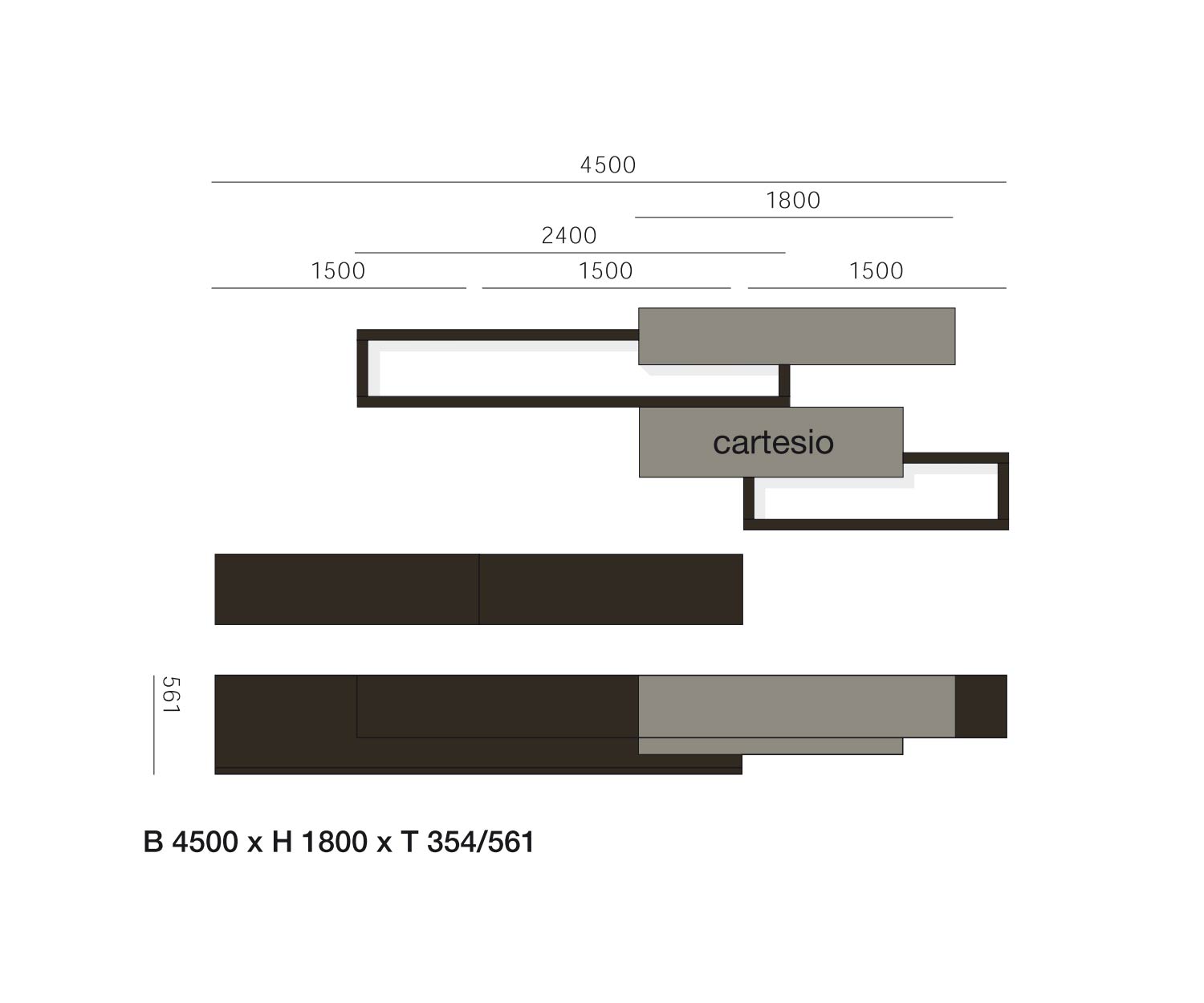 Livitalia Design wandmeubel C27 Afmetingen Schets Maten Livitalia Design wandmeubel C27 Afmetingen Schets Maten