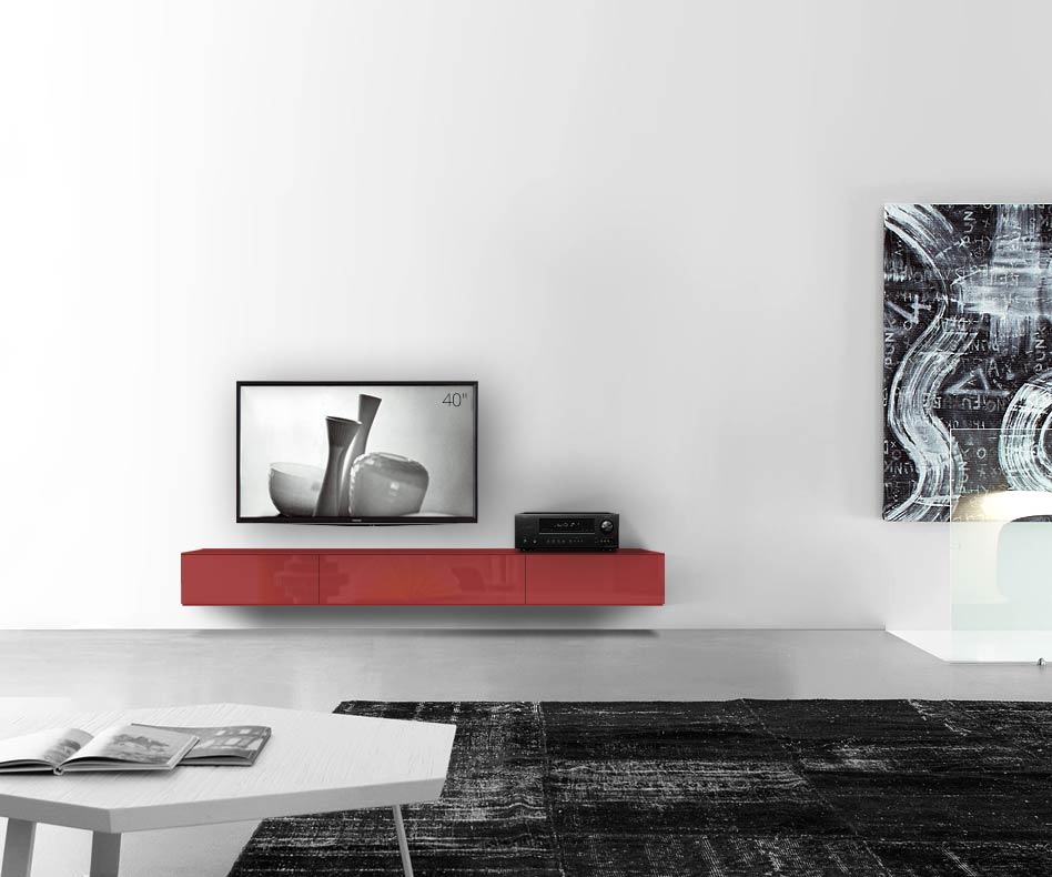 /Design lowboard wand B210 H25 5 glanzend rood /Design lowboard wand B210 H25 5 glanzend rood