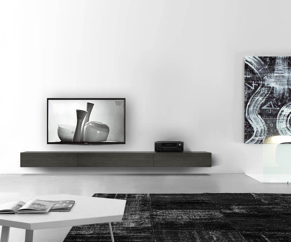 Livitalia Bois Design Lowboard Configurateur mural 300 cm 24 cm 56 cm Chêne gris Livitalia Bois Design Lowboard Configurateur mural 300 cm 24 cm 56 cm Chêne gris