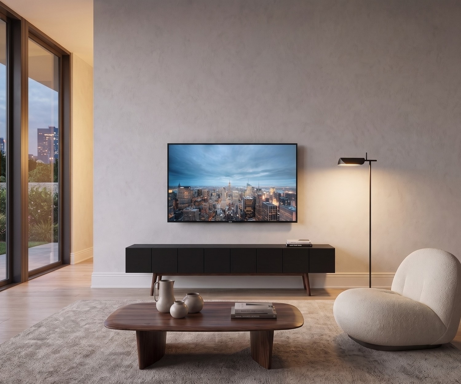 al2 design TV-lowboard MOS-I-KO 005 B met houten poten al2 TV-lowboard MOS-I-KO 005 B voor de woonkamer, mat zwart met houten poten, moderne en elegante retro stijl.